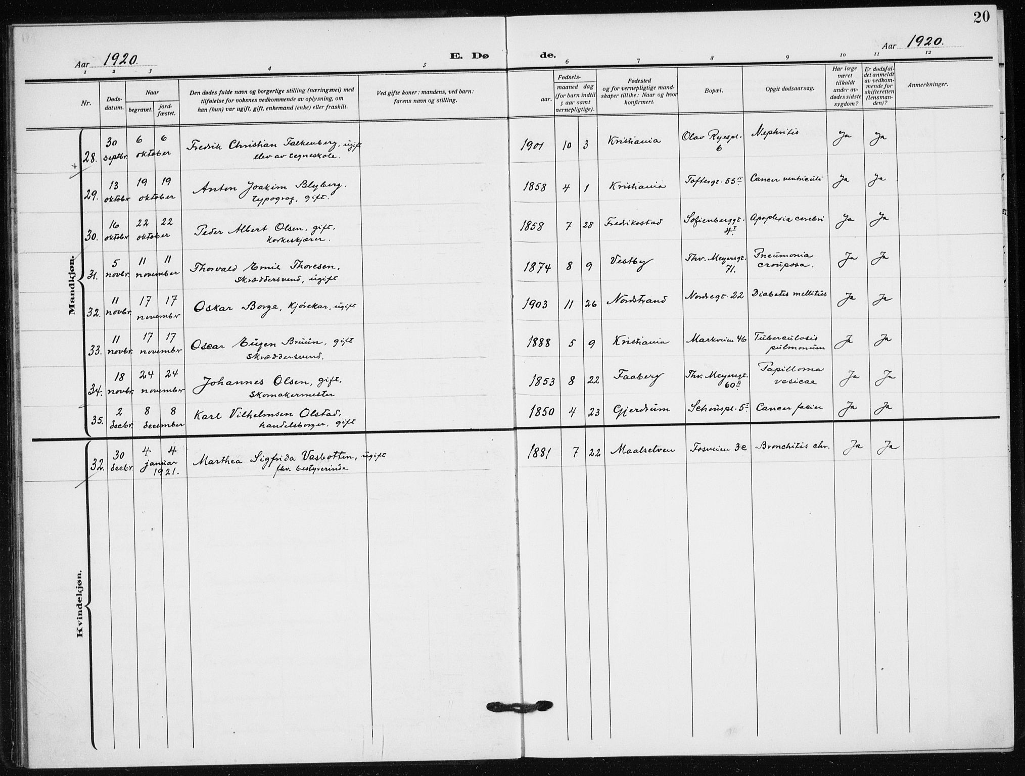 Hauge prestekontor Kirkebøker, AV/SAO-A-10849/F/Fa/L0005: Parish register (official) no. 5, 1917-1938, p. 20