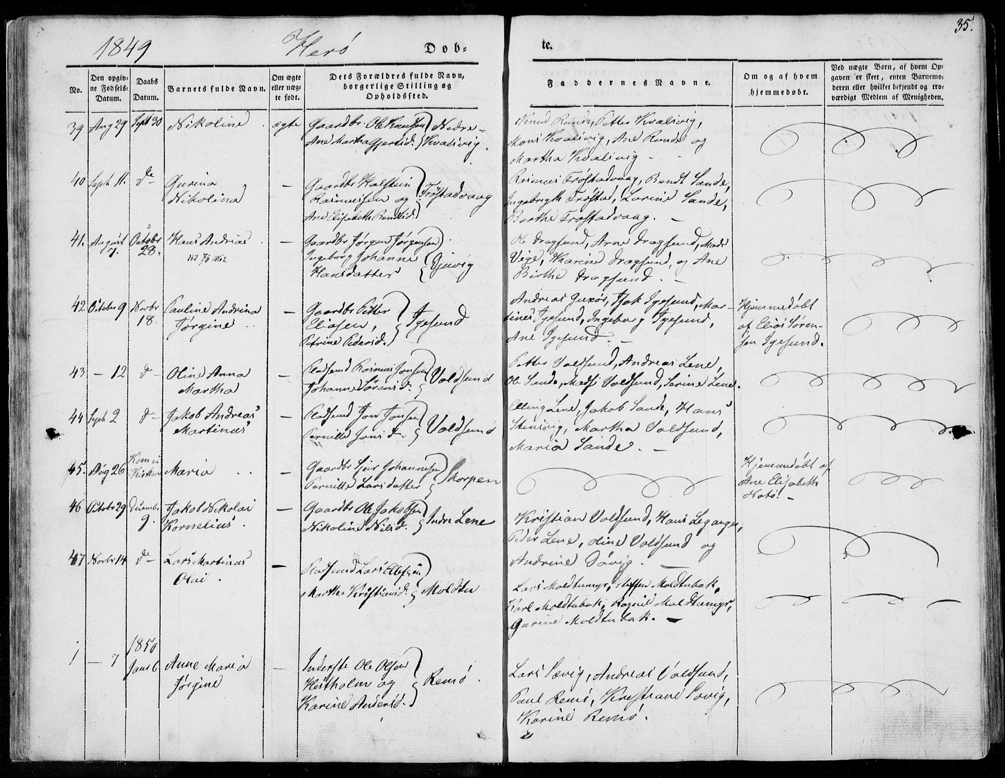 Ministerialprotokoller, klokkerbøker og fødselsregistre - Møre og Romsdal, AV/SAT-A-1454/507/L0070: Parish register (official) no. 507A05, 1842-1873, p. 35