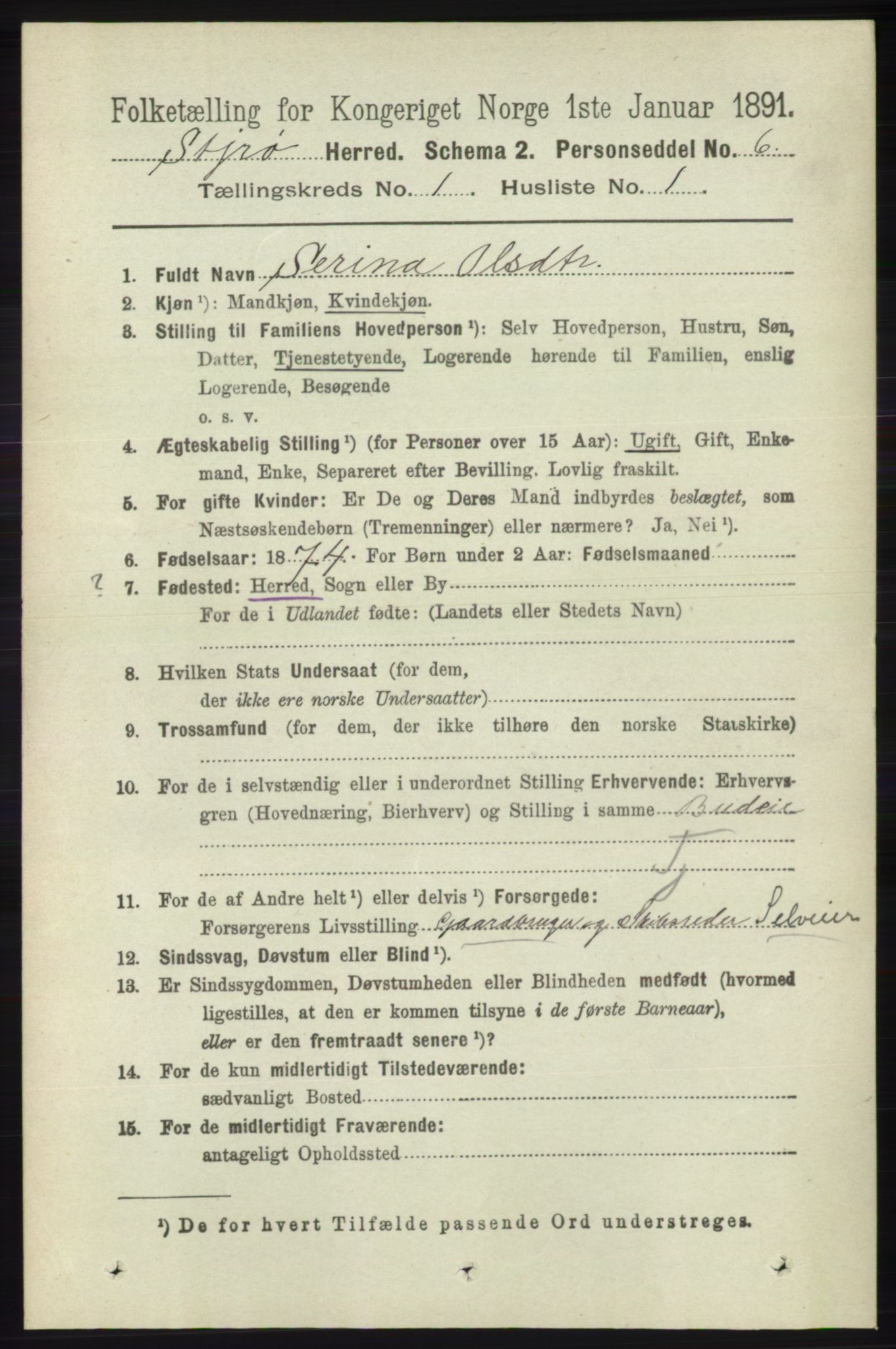 RA, 1891 census for 1140 Sjernarøy, 1891, p. 58