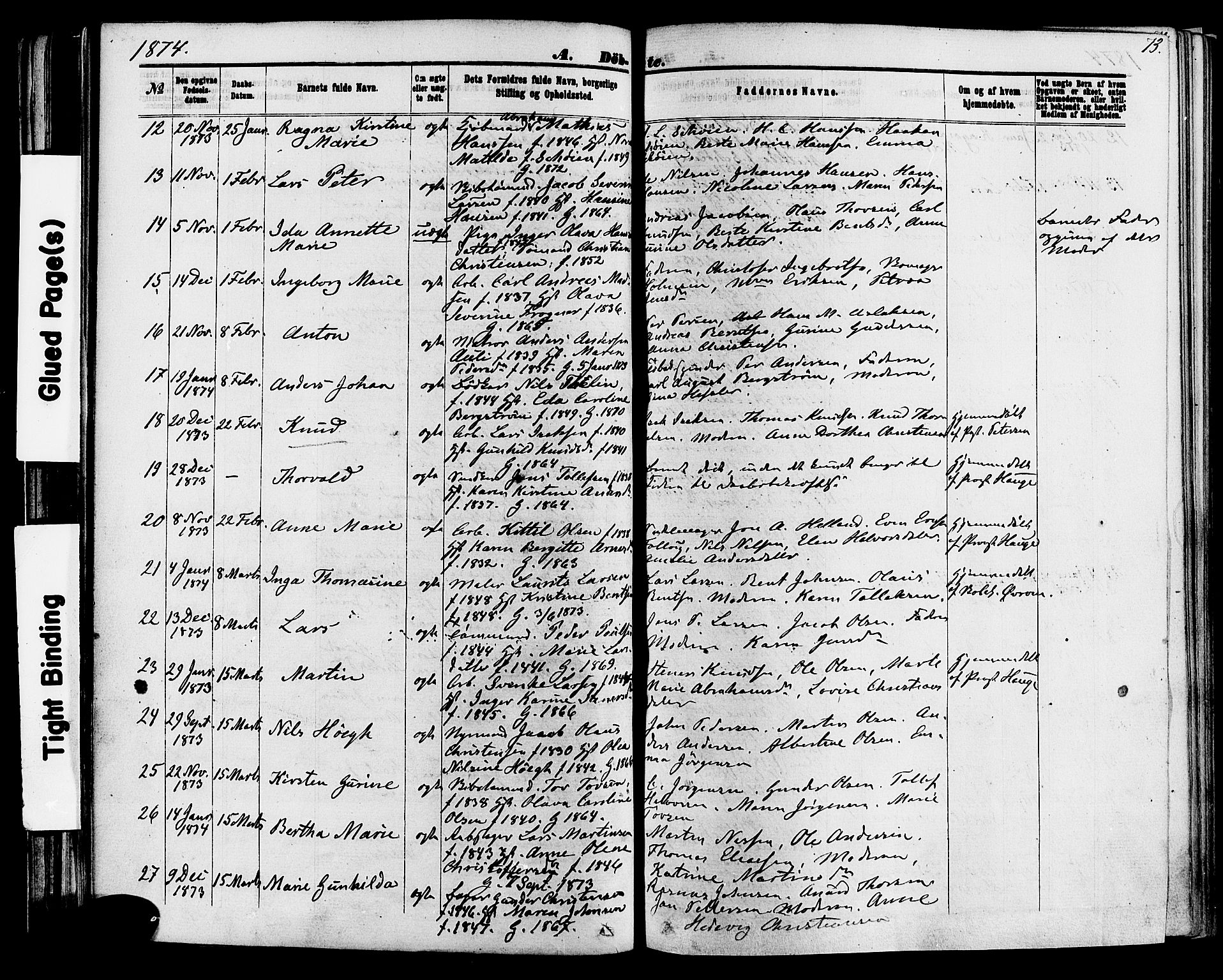 Skien kirkebøker, AV/SAKO-A-302/F/Fa/L0008: Parish register (official) no. 8, 1866-1877, p. 73