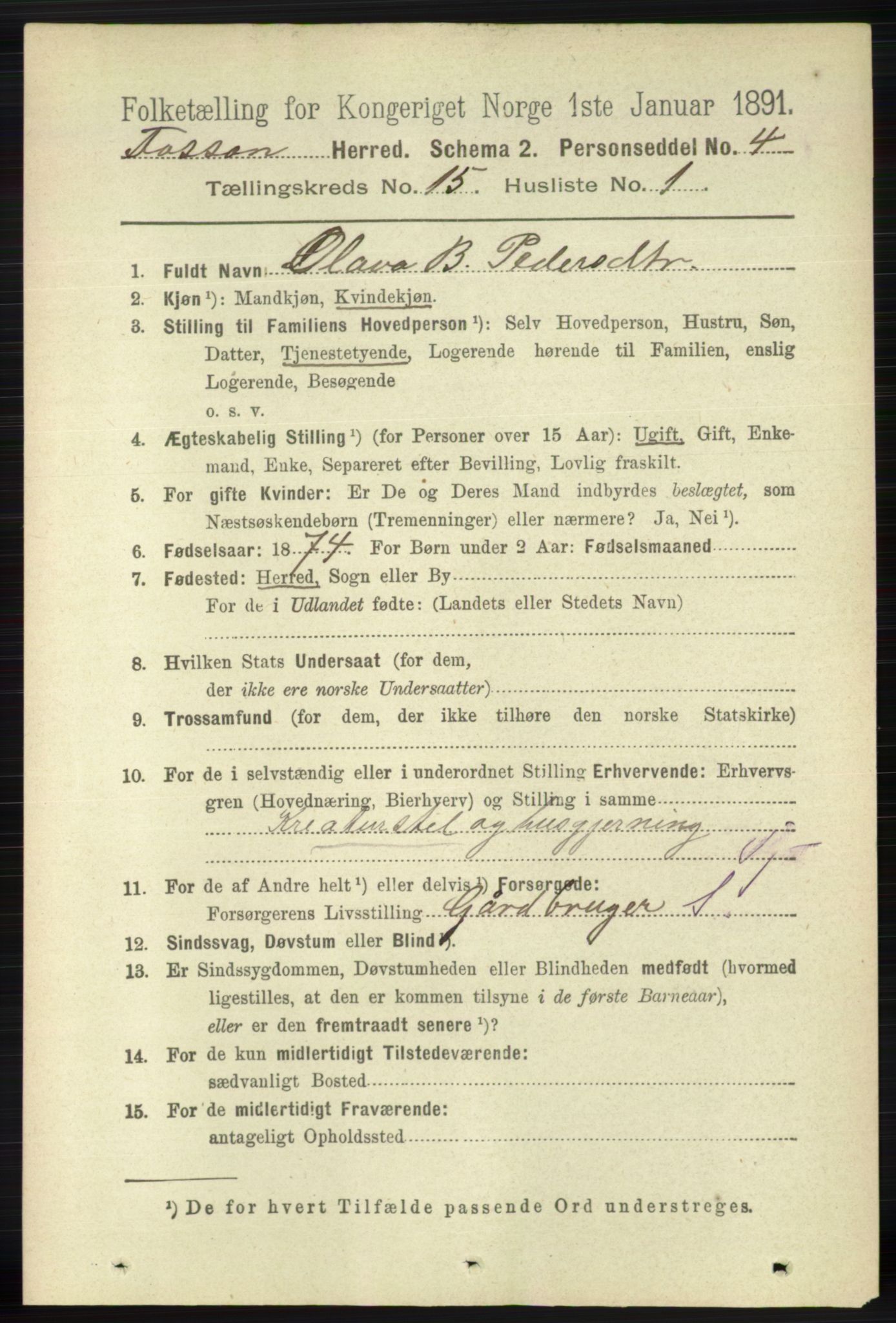 RA, 1891 census for 1129 Forsand, 1891, p. 2399