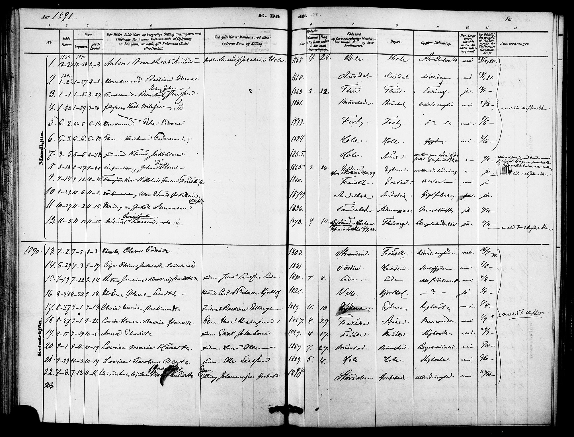 Ministerialprotokoller, klokkerbøker og fødselsregistre - Møre og Romsdal, AV/SAT-A-1454/523/L0334: Parish register (official) no. 523A01, 1878-1891