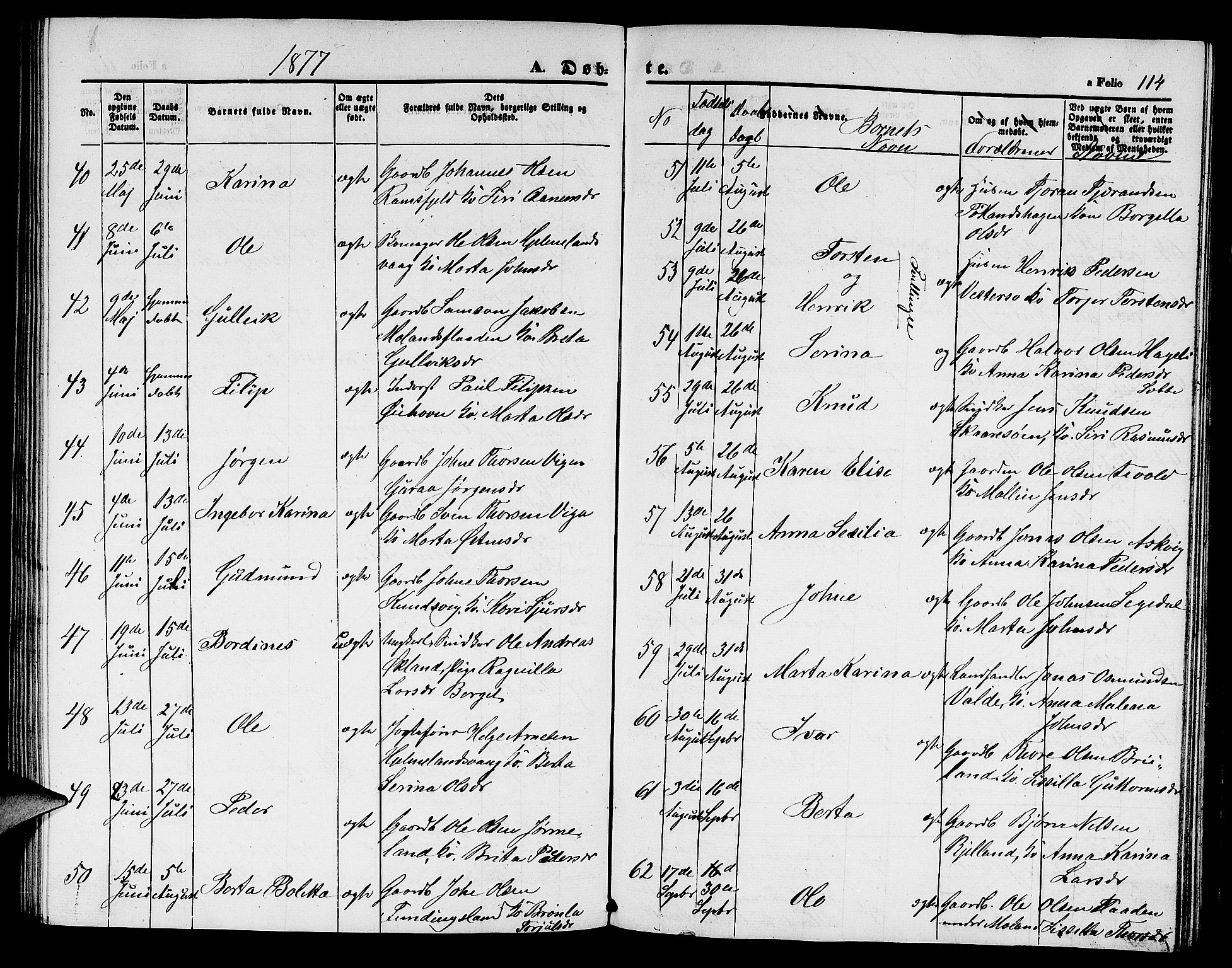 Hjelmeland sokneprestkontor, AV/SAST-A-101843/01/V/L0004: Parish register (copy) no. B 4, 1853-1883, p. 114