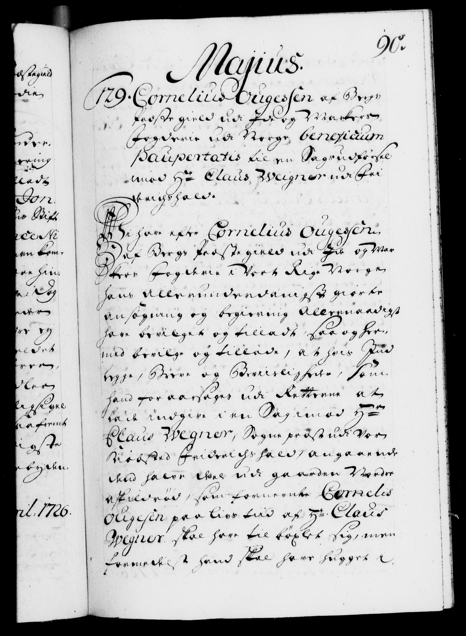Danske Kanselli 1572-1799, RA/EA-3023/F/Fc/Fca/Fcaa/L0025: Norske registre, 1726-1728, p. 90a