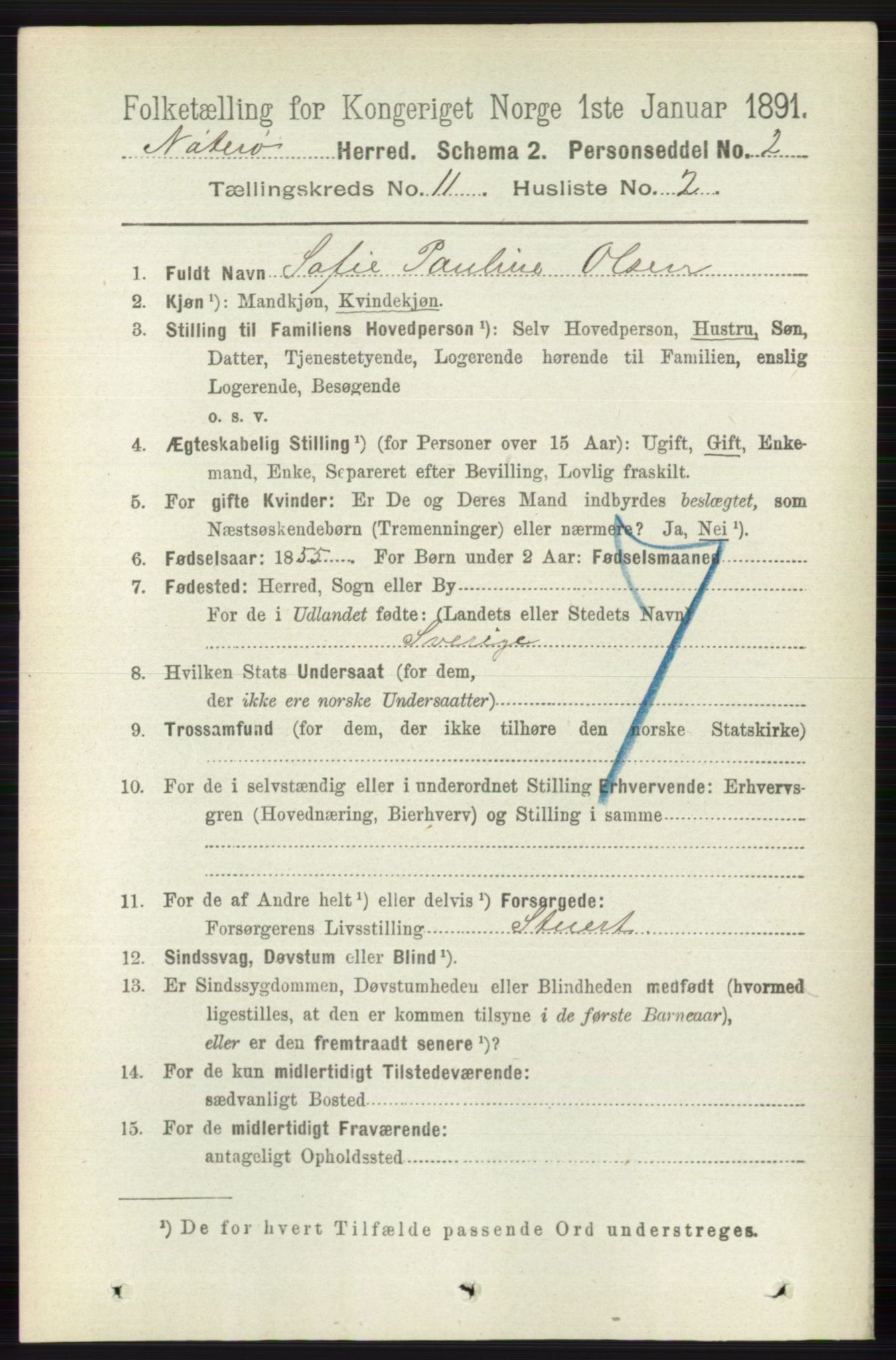 RA, 1891 census for 0722 Nøtterøy, 1891, p. 5821