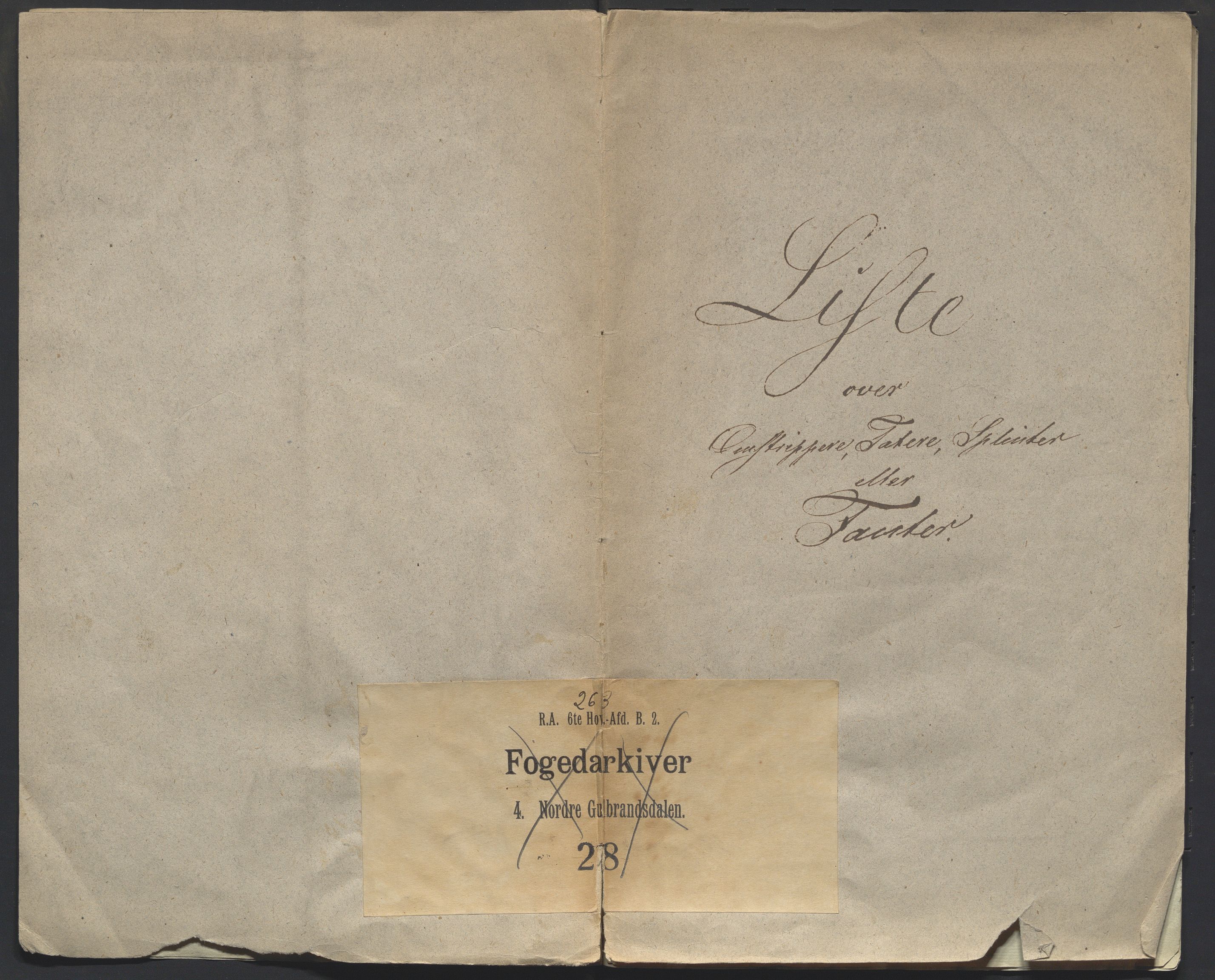 Gudbrandsdalen fogderi, SAH/FOGDO-002/O/Oa/L0001: Lister over tatere og fanter, 1845, p. 2