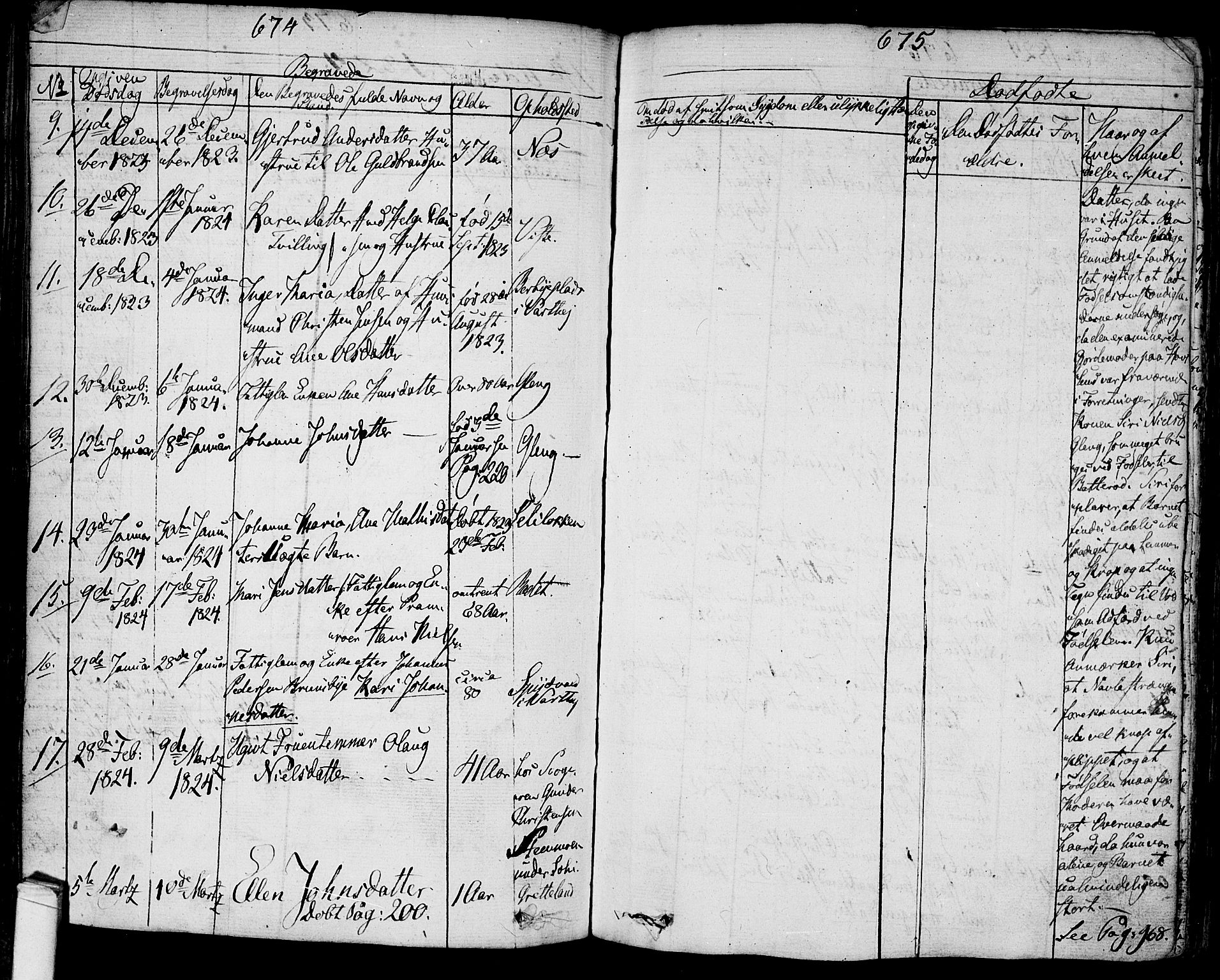 Tune prestekontor Kirkebøker, SAO/A-2007/F/Fa/L0006: Parish register (official) no. 6, 1823-1831, p. 674-675