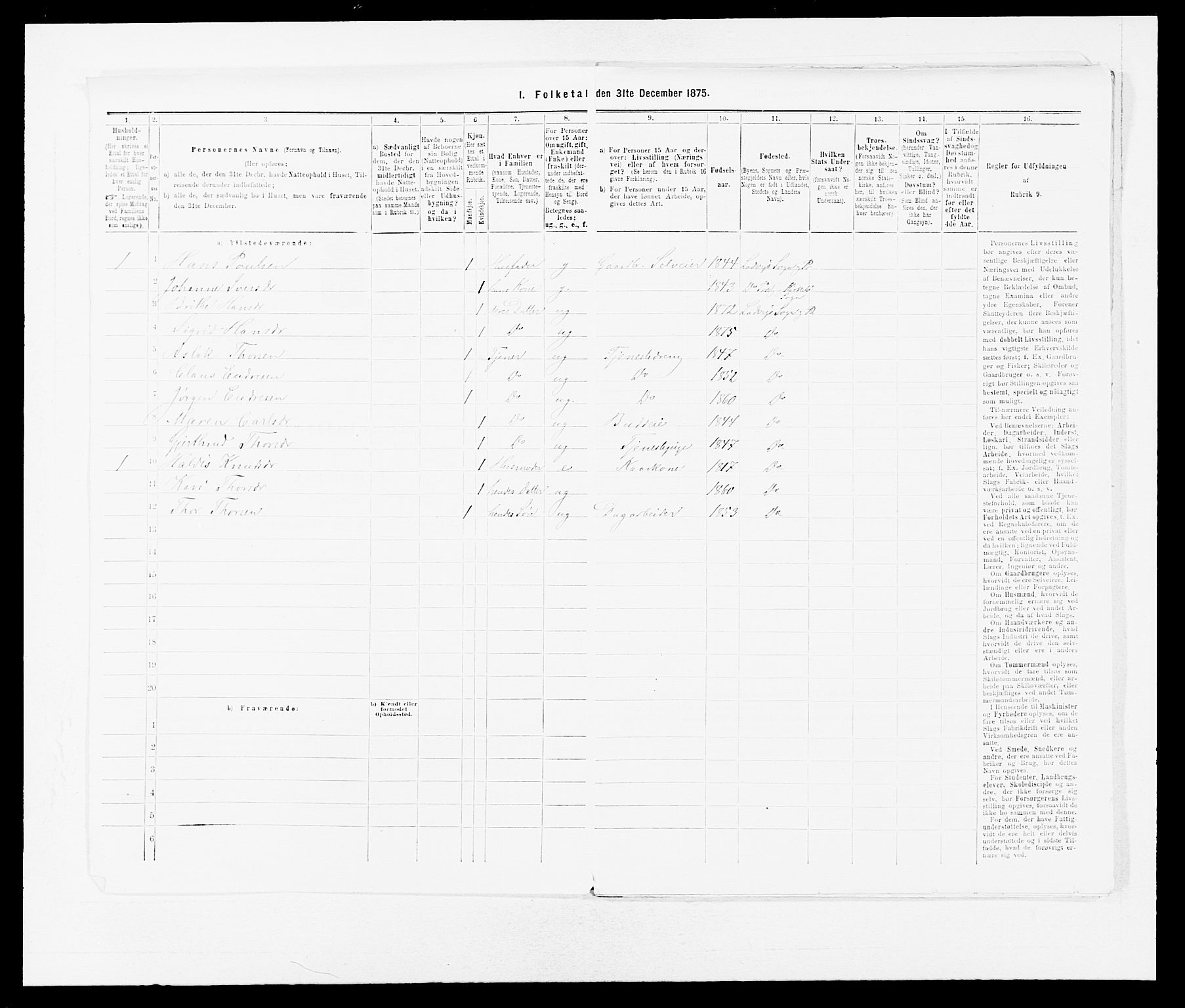 SAB, 1875 census for 1415P Lavik, 1875, p. 285