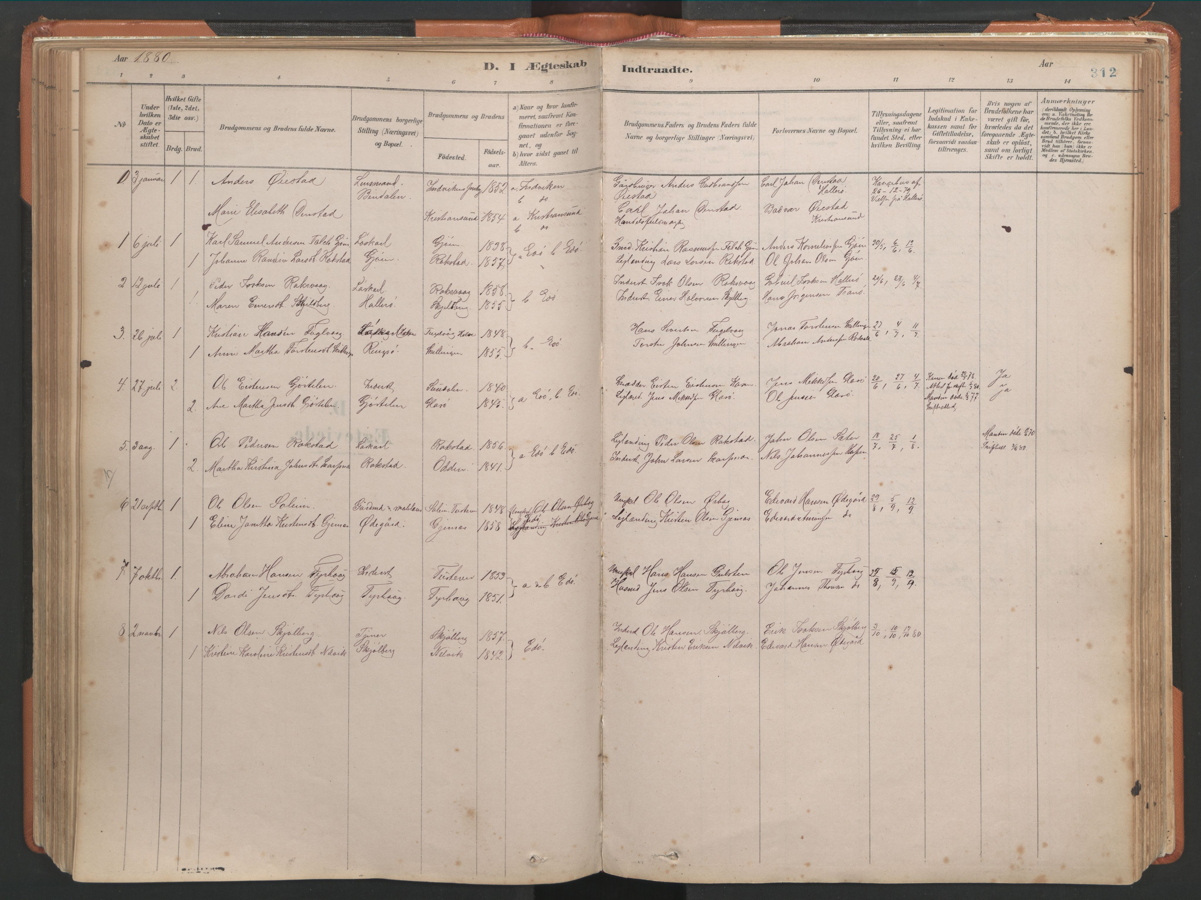 Ministerialprotokoller, klokkerbøker og fødselsregistre - Møre og Romsdal, AV/SAT-A-1454/581/L0941: Parish register (official) no. 581A09, 1880-1919, p. 312