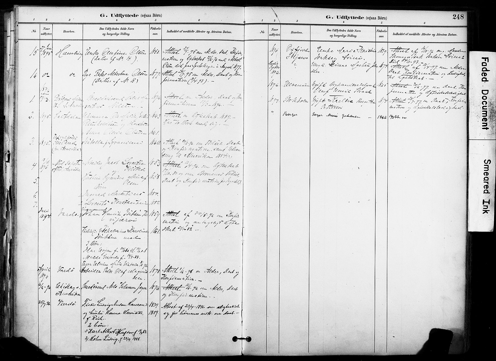 Hammerfest sokneprestkontor, SATØ/S-1347/H/Ha/L0009.kirke: Parish register (official) no. 9, 1889-1897, p. 248