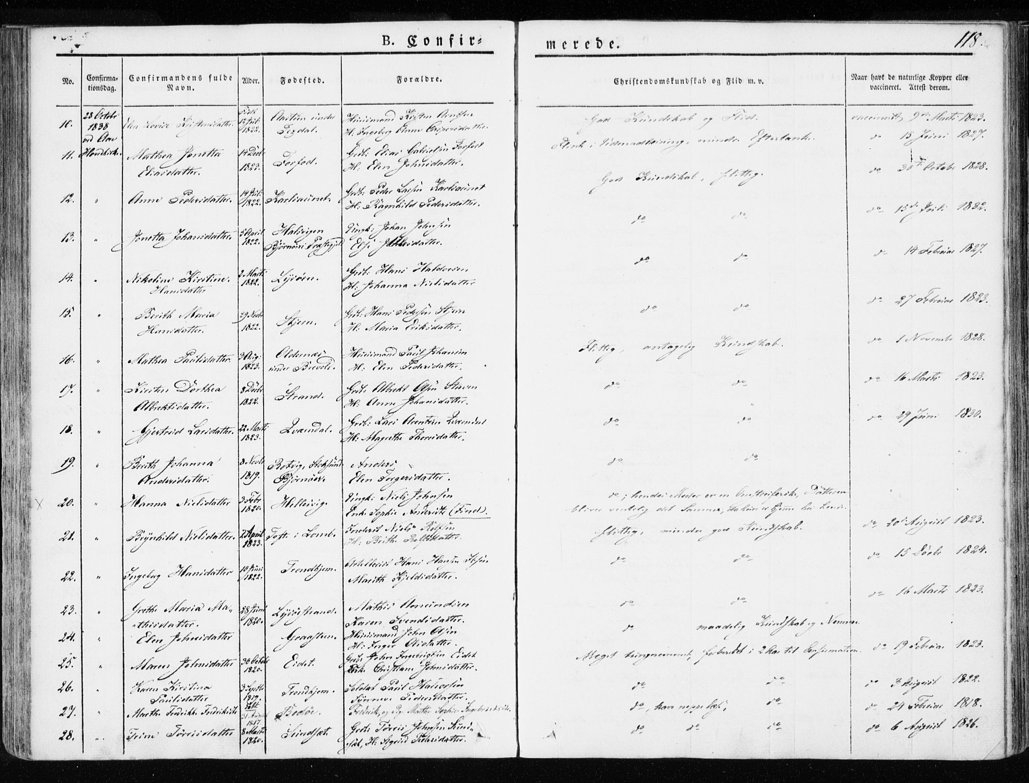 Ministerialprotokoller, klokkerbøker og fødselsregistre - Sør-Trøndelag, AV/SAT-A-1456/655/L0676: Parish register (official) no. 655A05, 1830-1847, p. 118