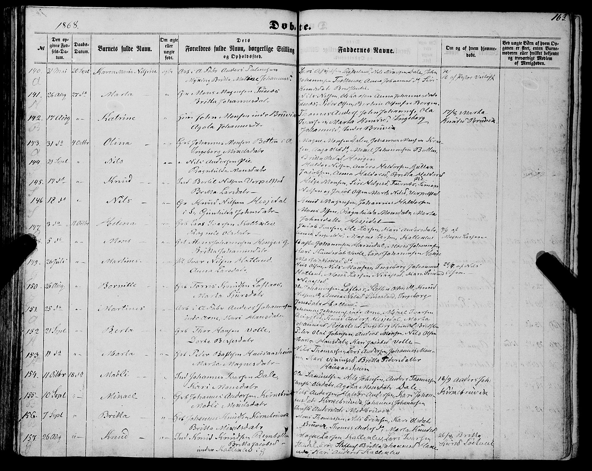 Haus sokneprestembete, SAB/A-75601/H/Haa: Parish register (official) no. A 17, 1858-1870, p. 163