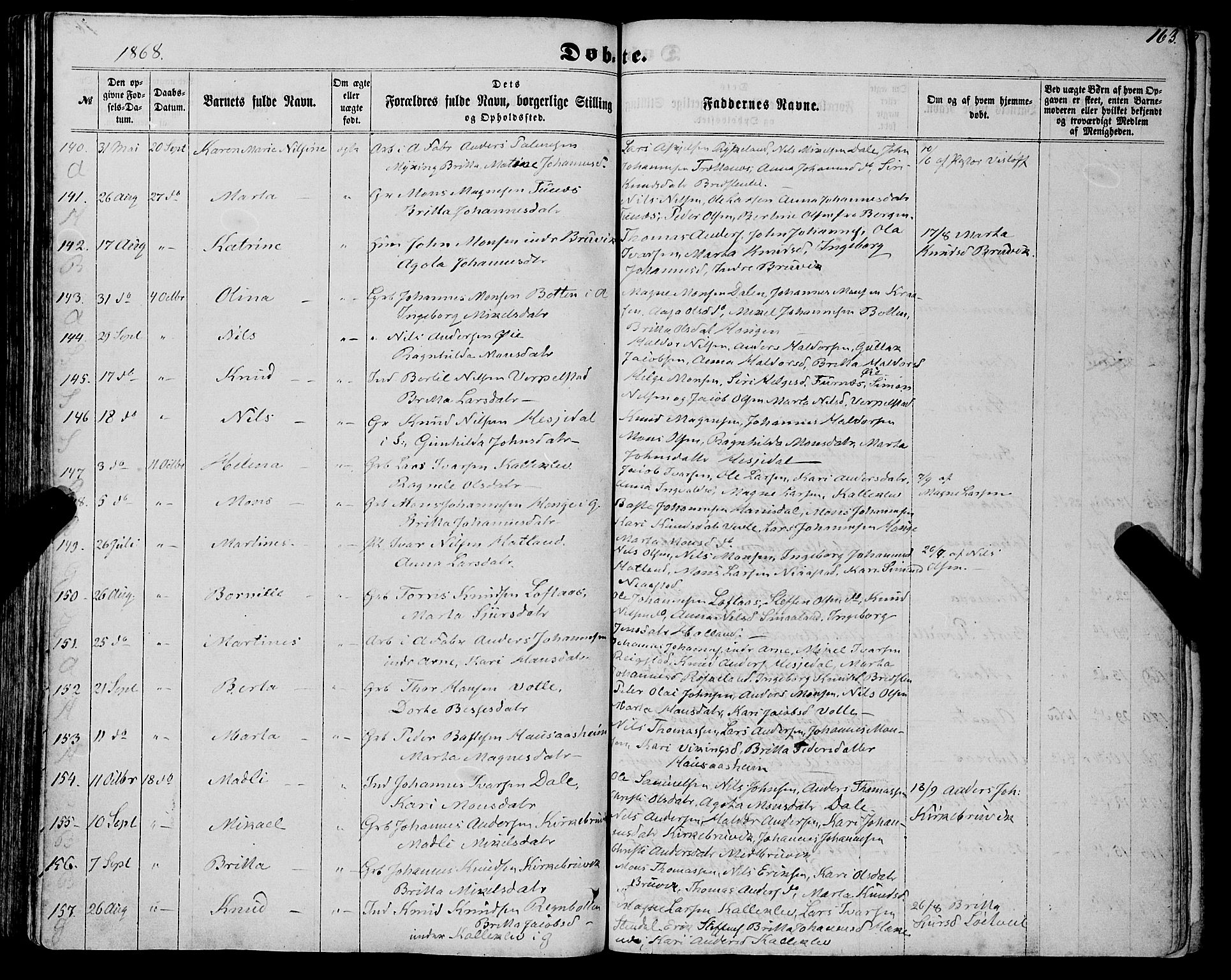 Haus sokneprestembete, AV/SAB-A-75601/H/Haa: Parish register (official) no. A 17, 1858-1870, p. 163