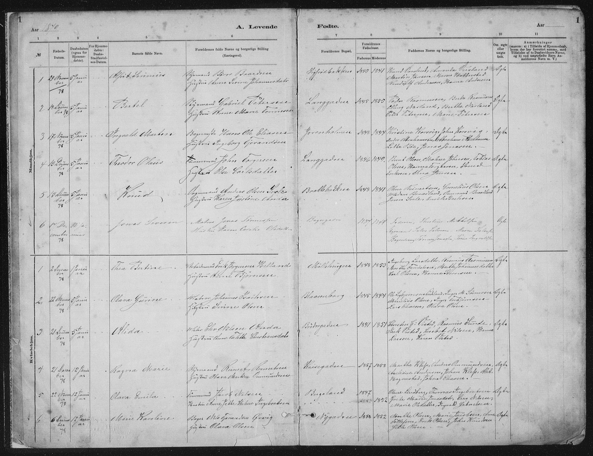 St. Petri sokneprestkontor, AV/SAST-A-101813/001/30/30BA/L0015: Parish register (official) no. A 15, 1879-1888, p. 1