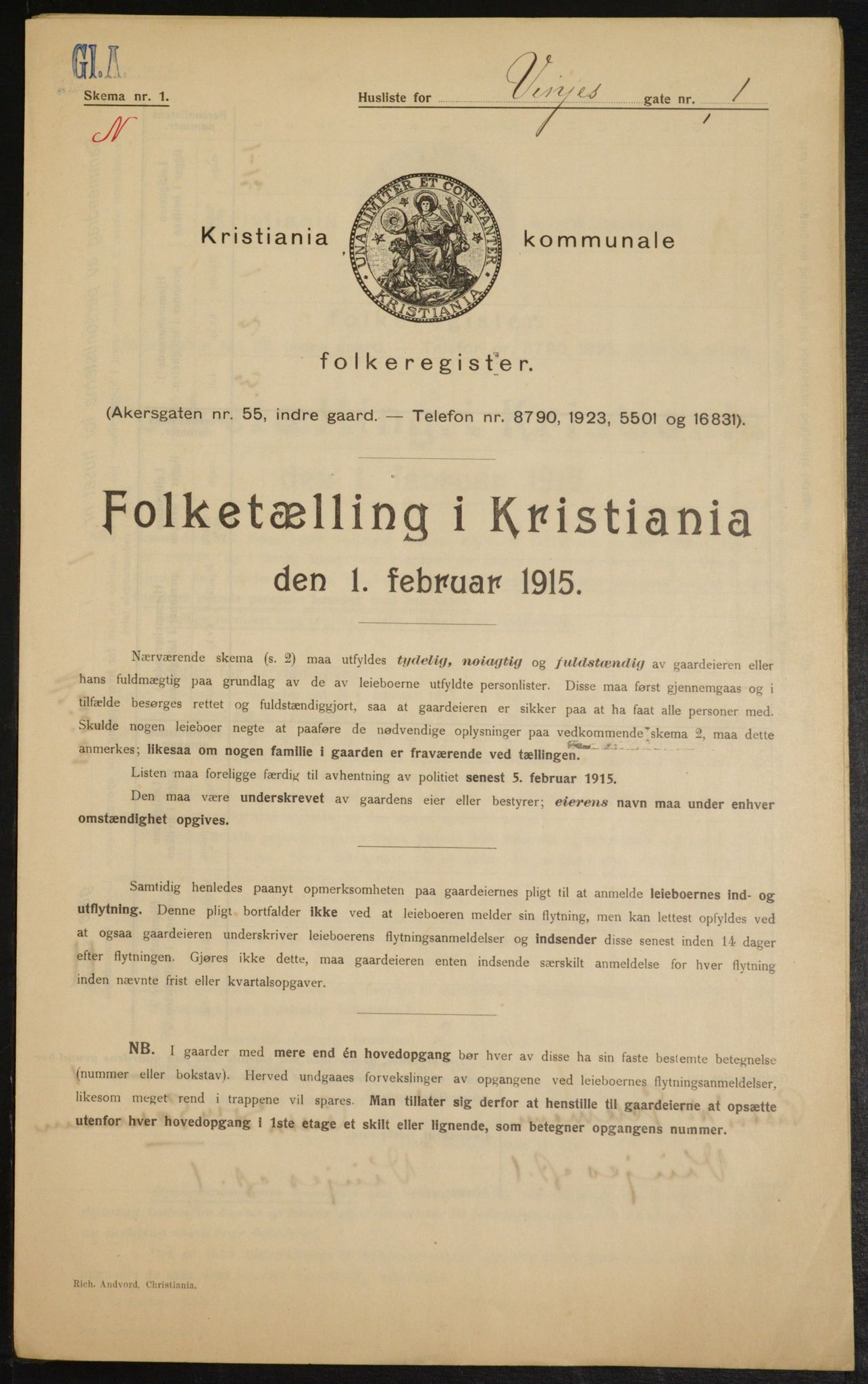 OBA, Municipal Census 1915 for Kristiania, 1915, p. 124274