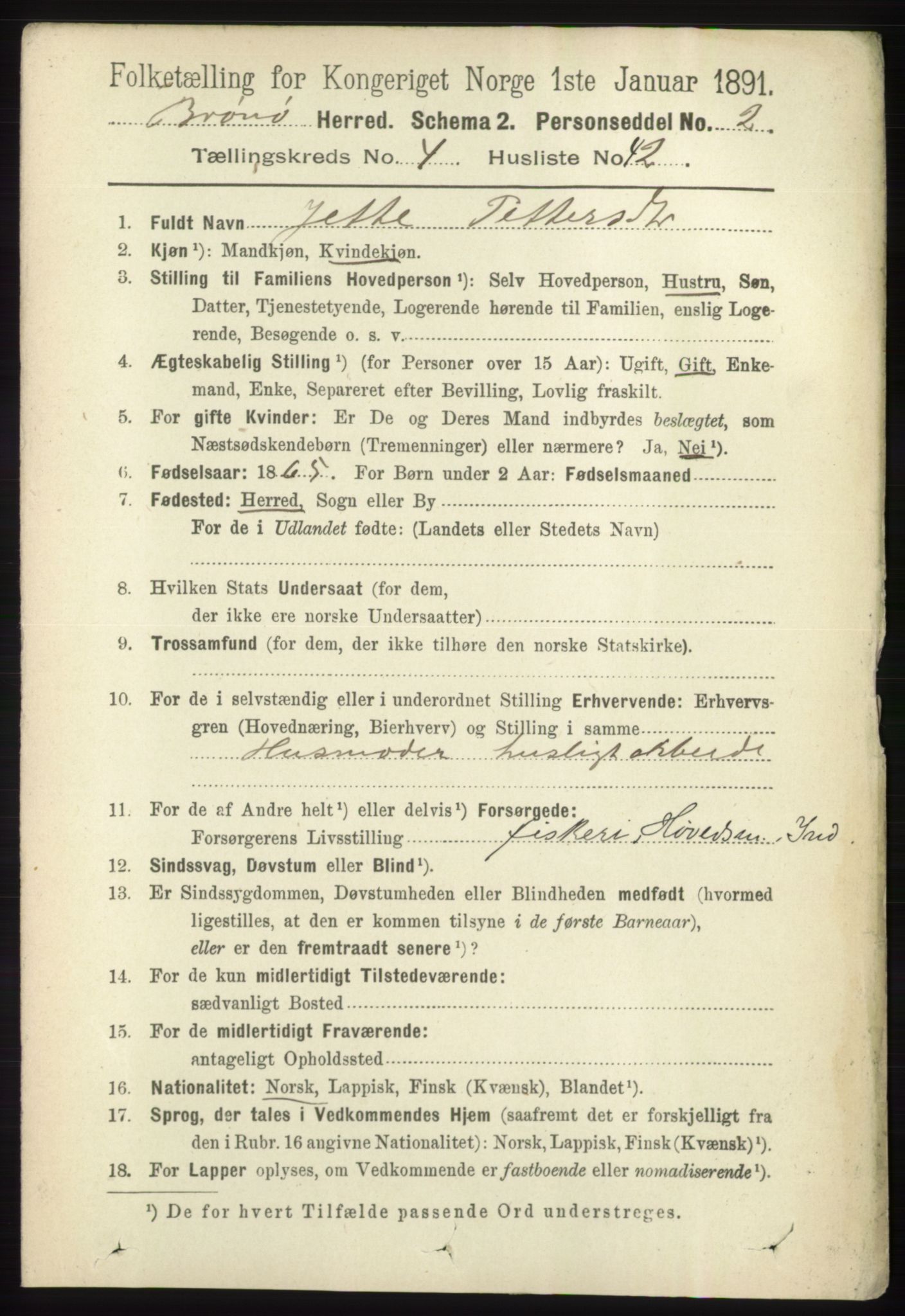 RA, 1891 census for 1814 Brønnøy, 1891, p. 2351