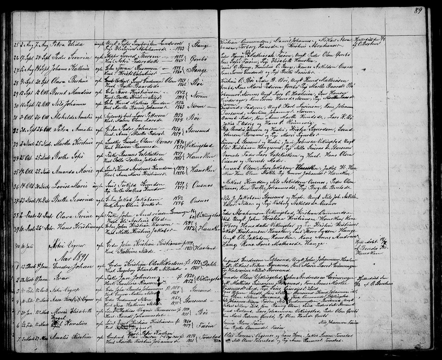 Torvastad sokneprestkontor, AV/SAST-A -101857/H/Ha/Hab/L0003: Parish register (copy) no. B 3, 1850-1900, p. 89