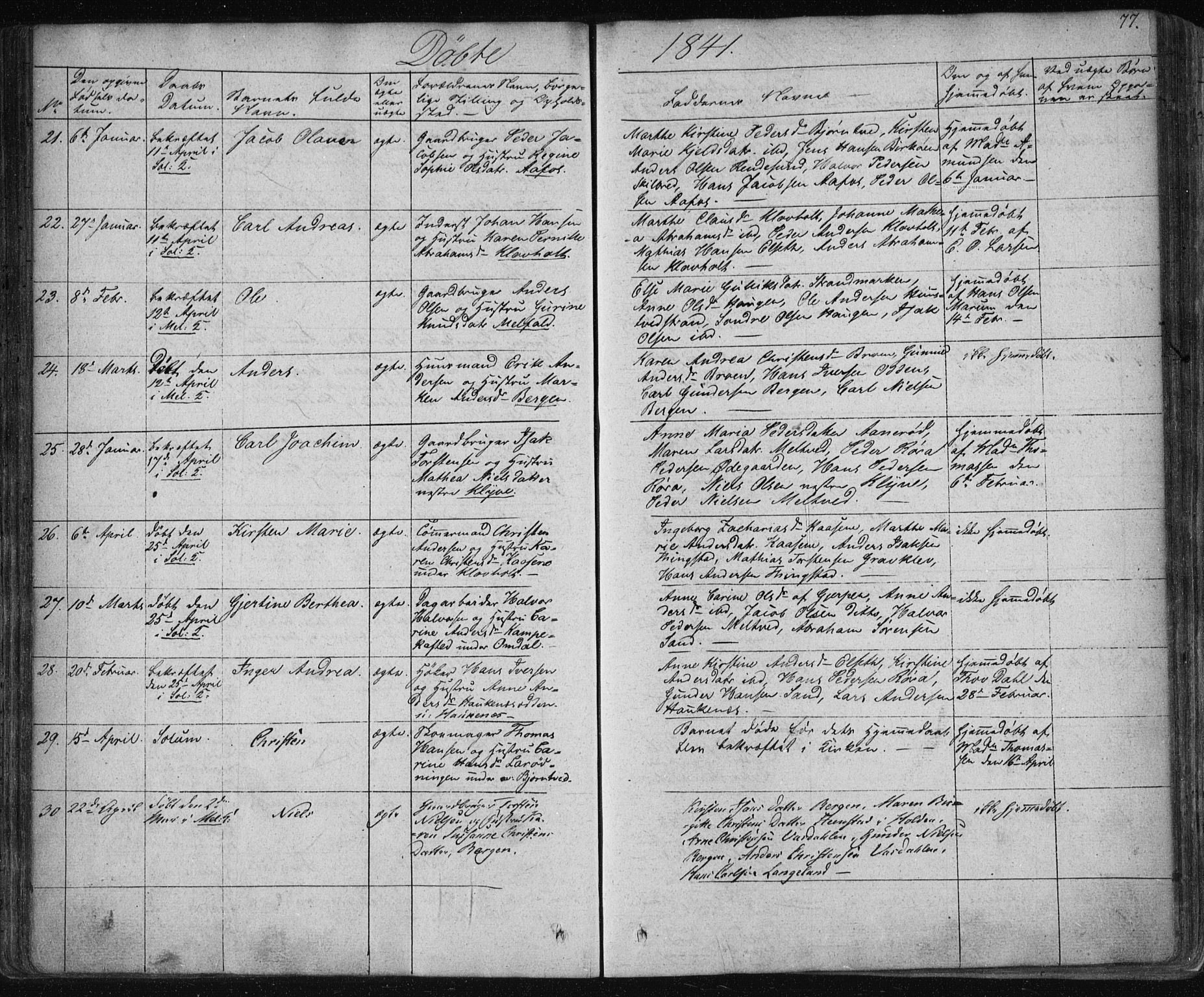 Solum kirkebøker, AV/SAKO-A-306/F/Fa/L0005: Parish register (official) no. I 5, 1833-1843, p. 77