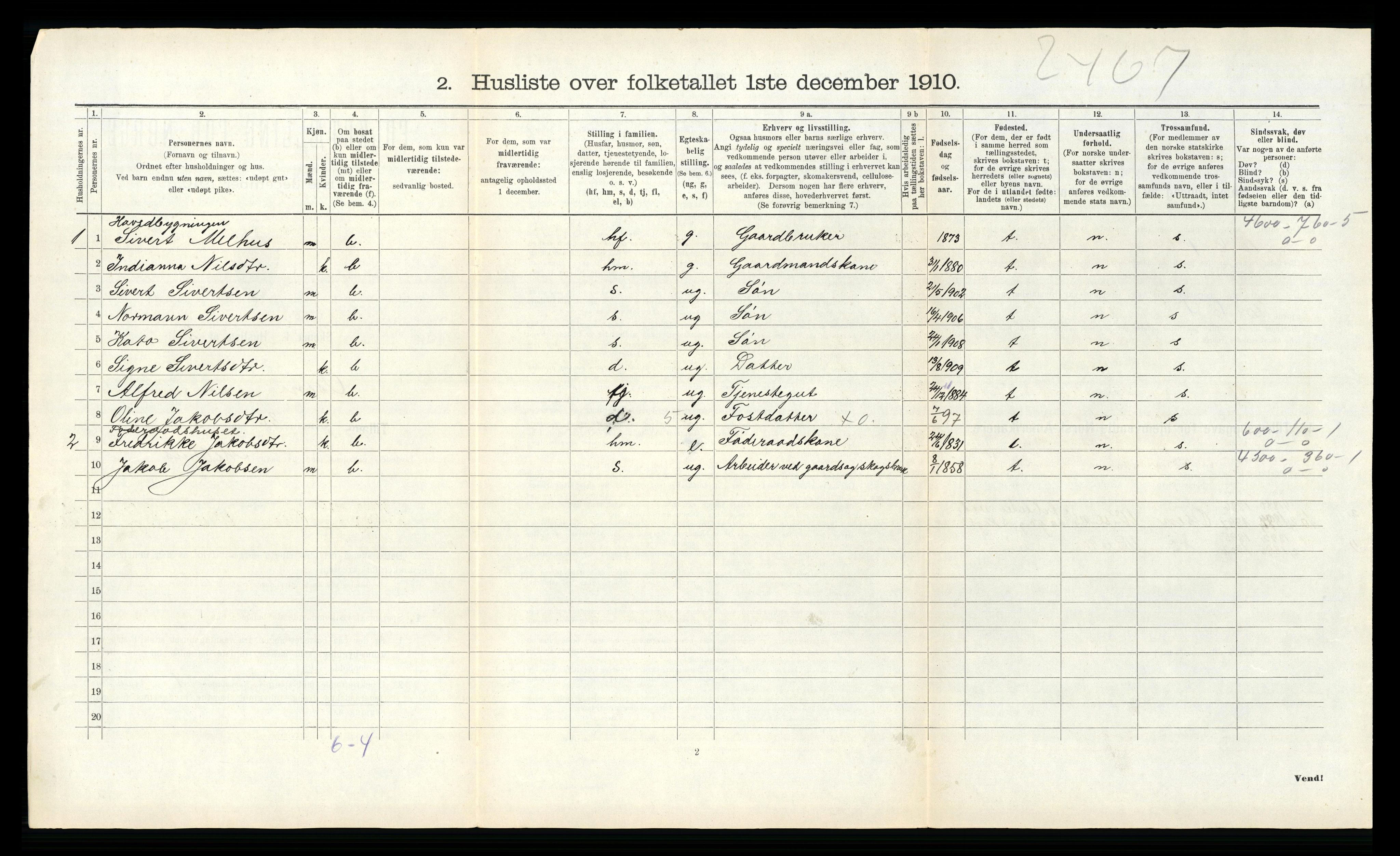 RA, 1910 census for Osen, 1910, p. 377