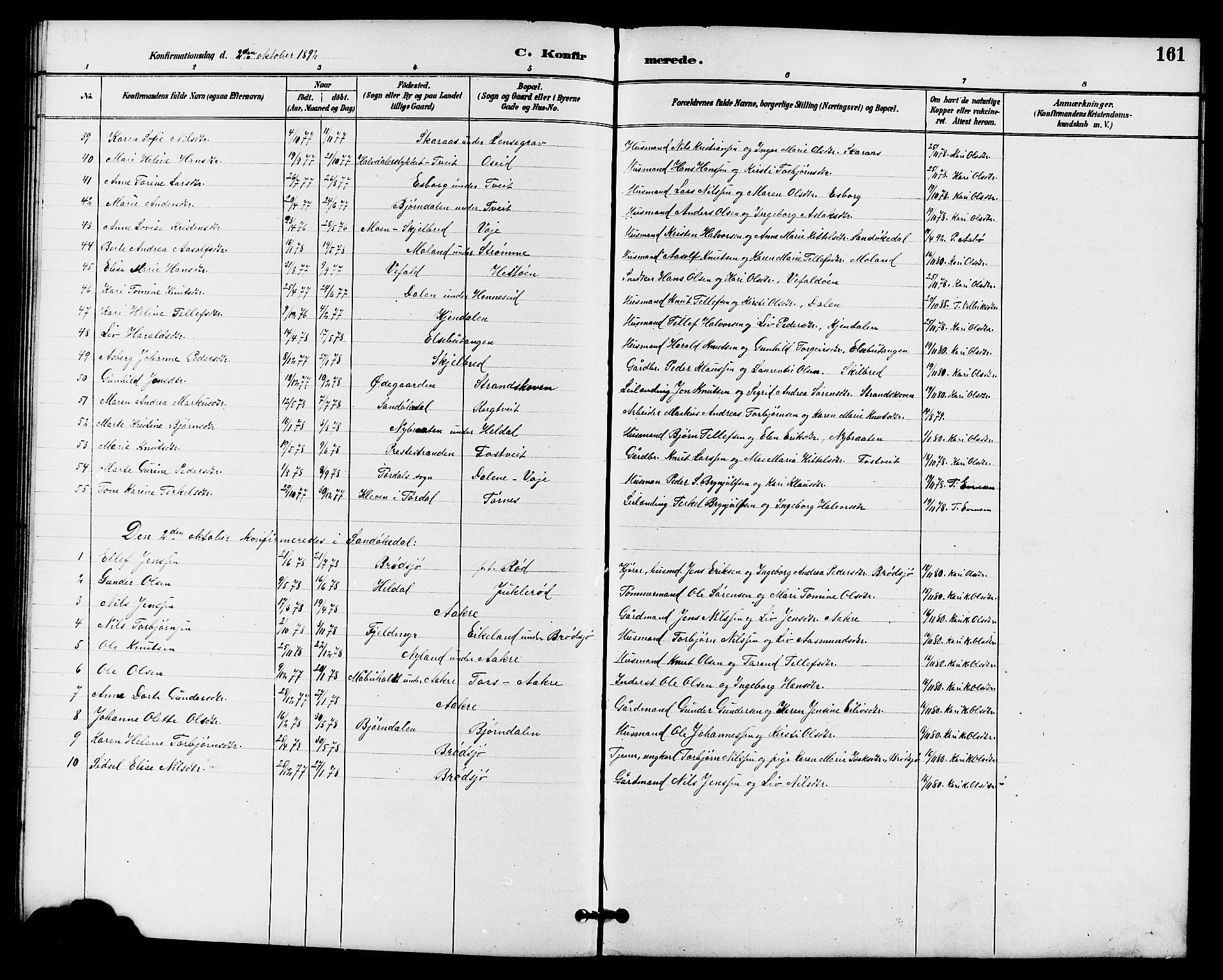 Drangedal kirkebøker, SAKO/A-258/G/Ga/L0003: Parish register (copy) no. I 3, 1887-1906, p. 161