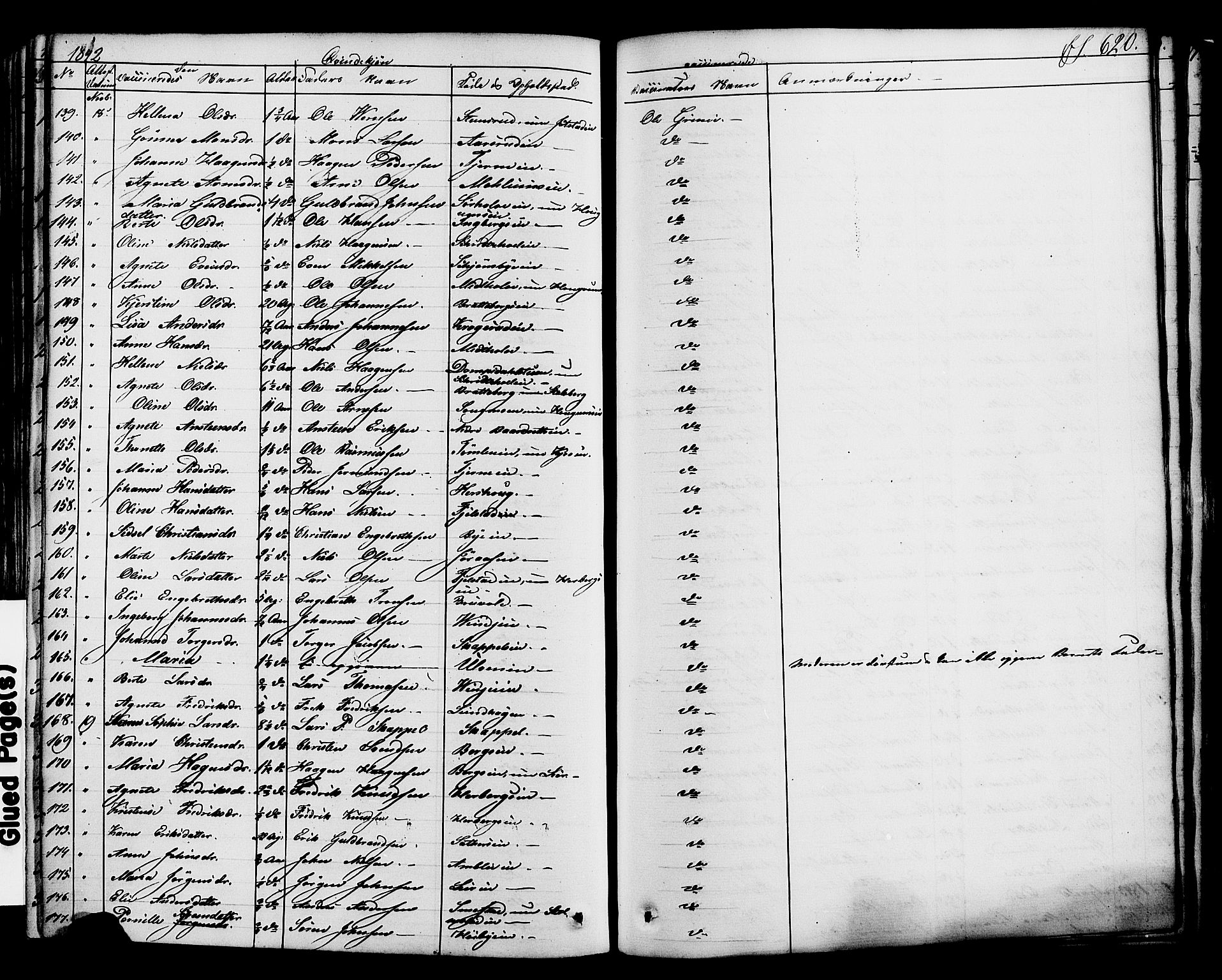 Ringsaker prestekontor, SAH/PREST-014/K/Ka/L0008: Parish register (official) no. 8, 1837-1850, p. 620