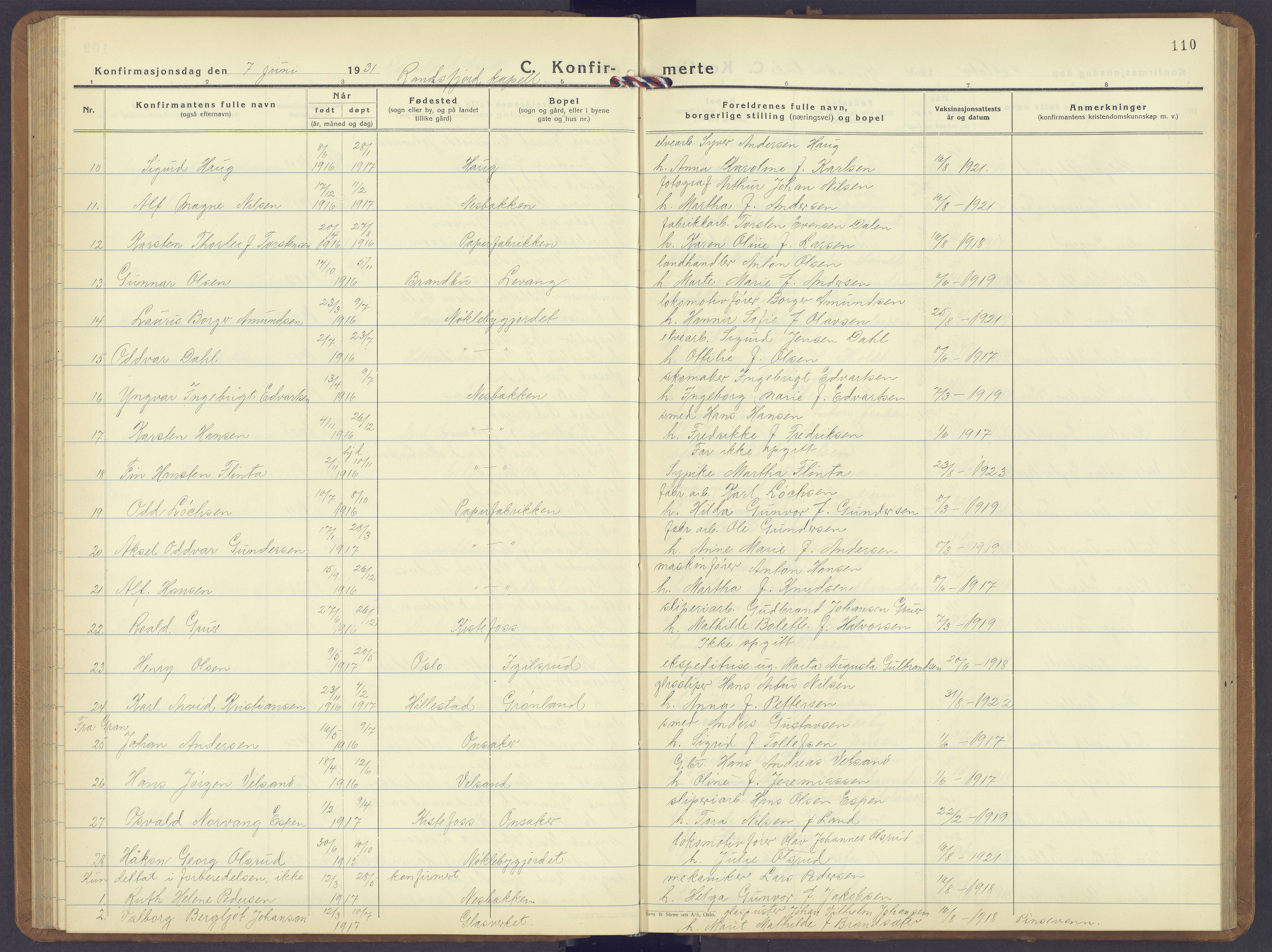 Jevnaker prestekontor, SAH/PREST-116/H/Ha/Hab/L0006: Parish register (copy) no. 6, 1930-1945, p. 110