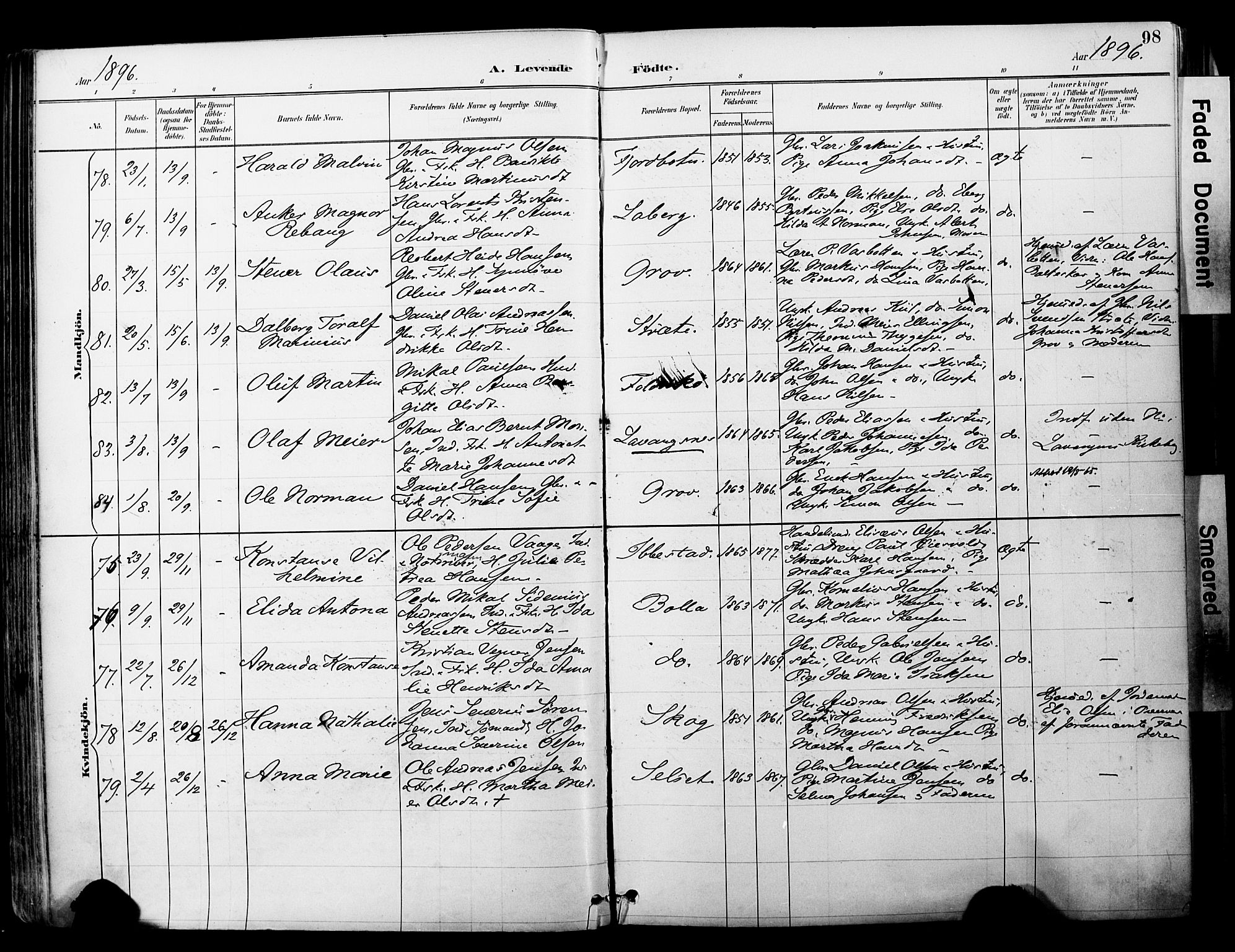 Ibestad sokneprestembete, SATØ/S-0077/H/Ha/Haa/L0012kirke: Parish register (official) no. 12, 1890-1900, p. 98