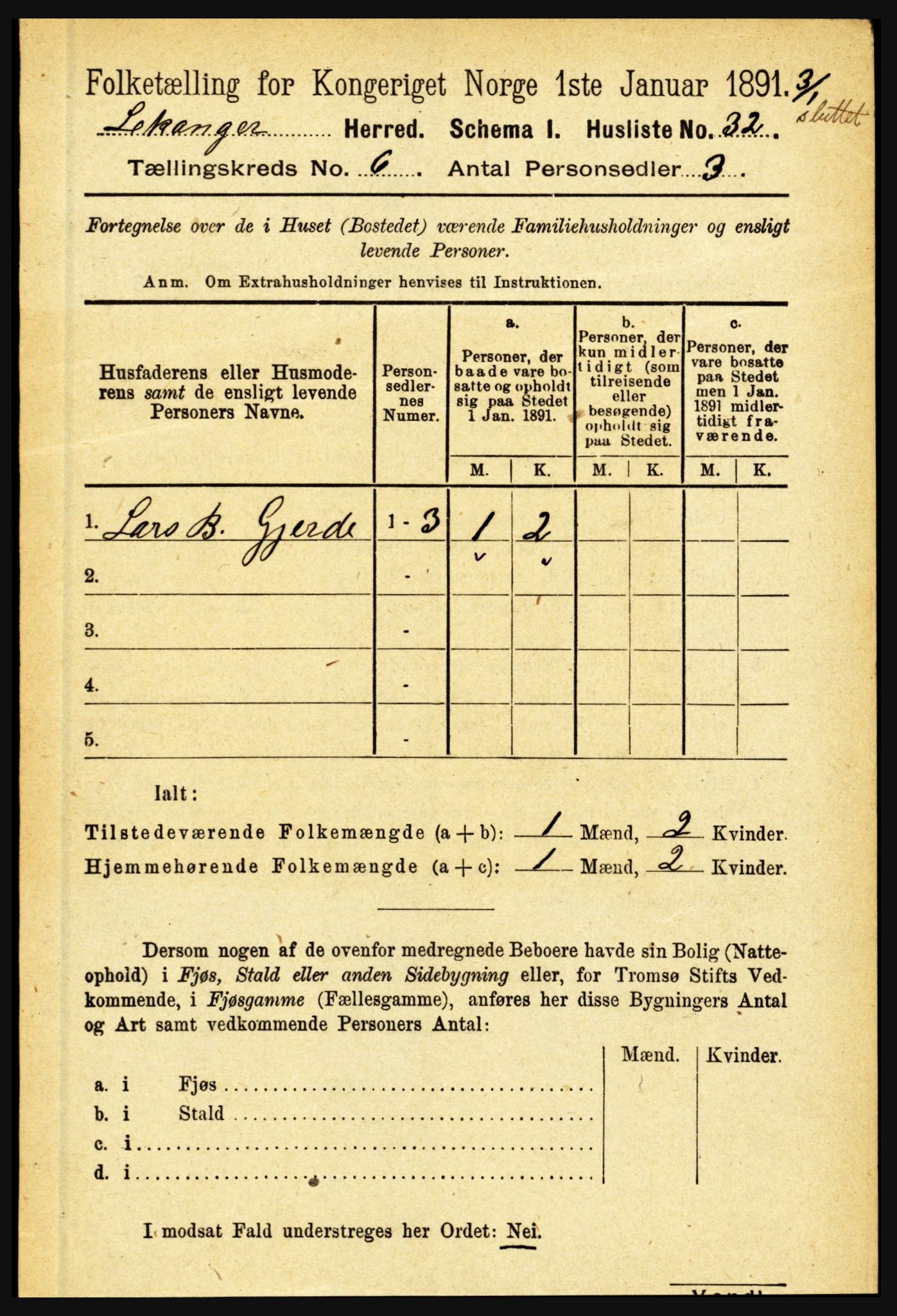 RA, 1891 census for 1419 Leikanger, 1891, p. 1115