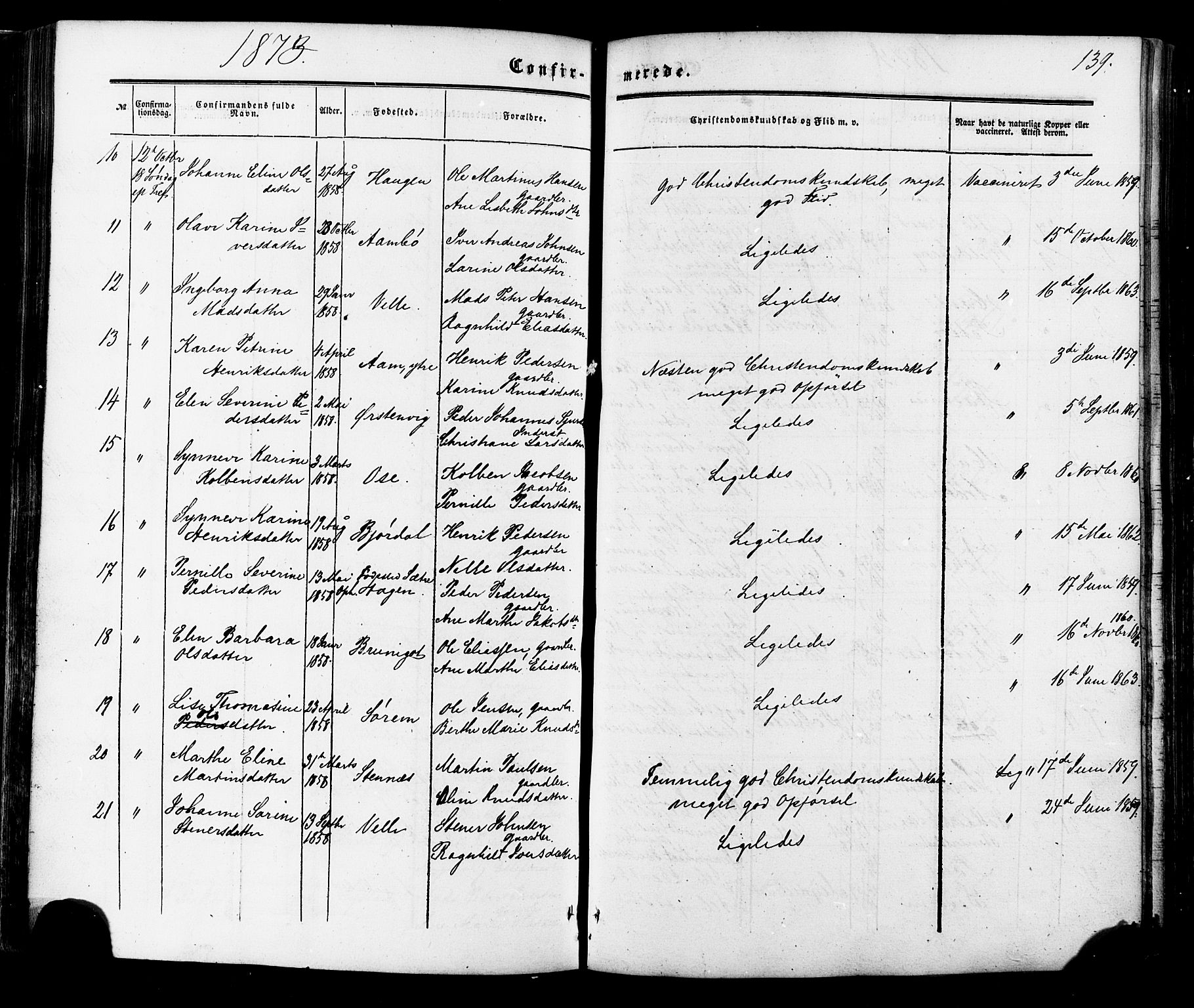 Ministerialprotokoller, klokkerbøker og fødselsregistre - Møre og Romsdal, AV/SAT-A-1454/513/L0175: Parish register (official) no. 513A02, 1856-1877, p. 139