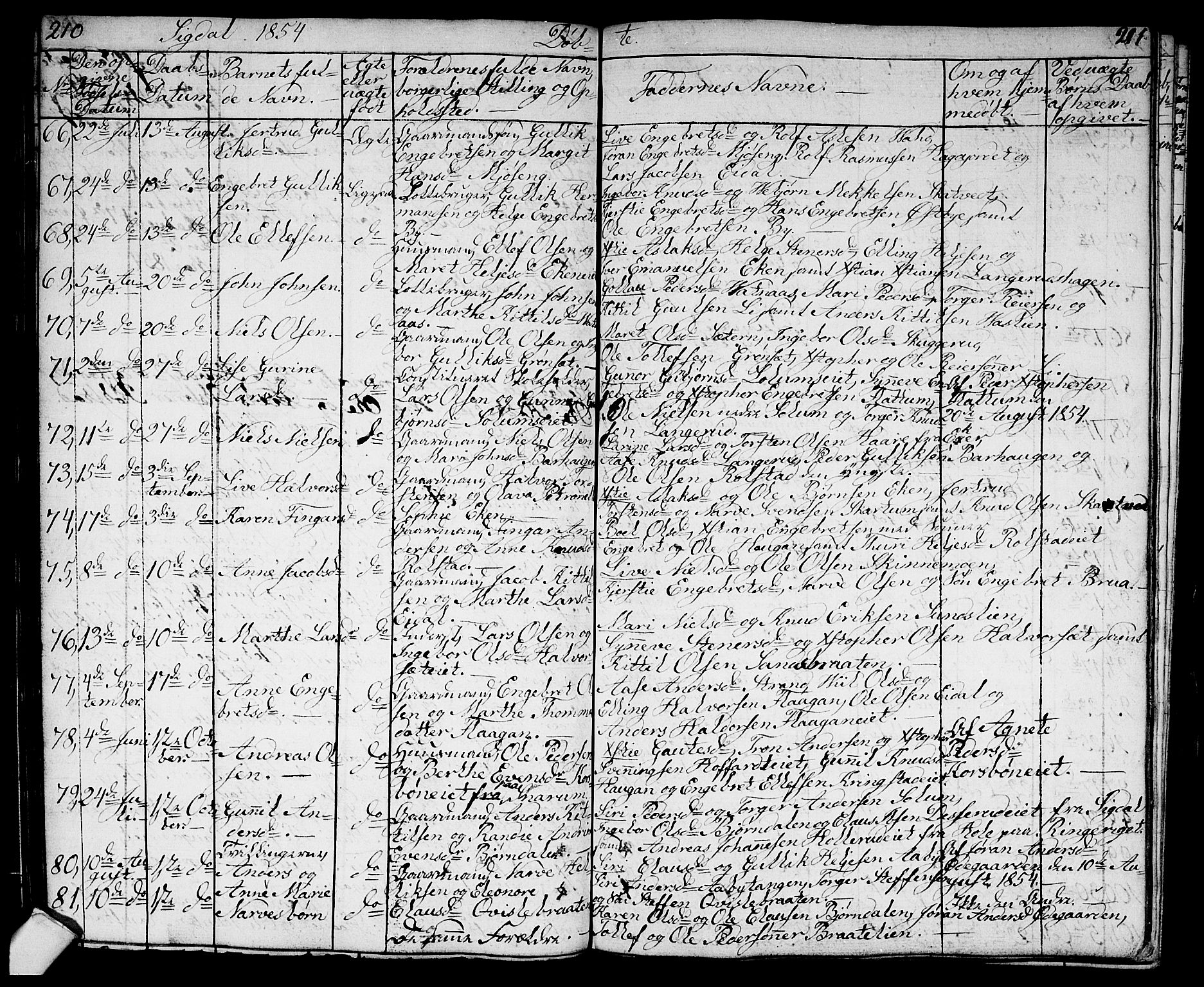 Sigdal kirkebøker, SAKO/A-245/G/Ga/L0002: Parish register (copy) no. I 2, 1835-1856, p. 210-211