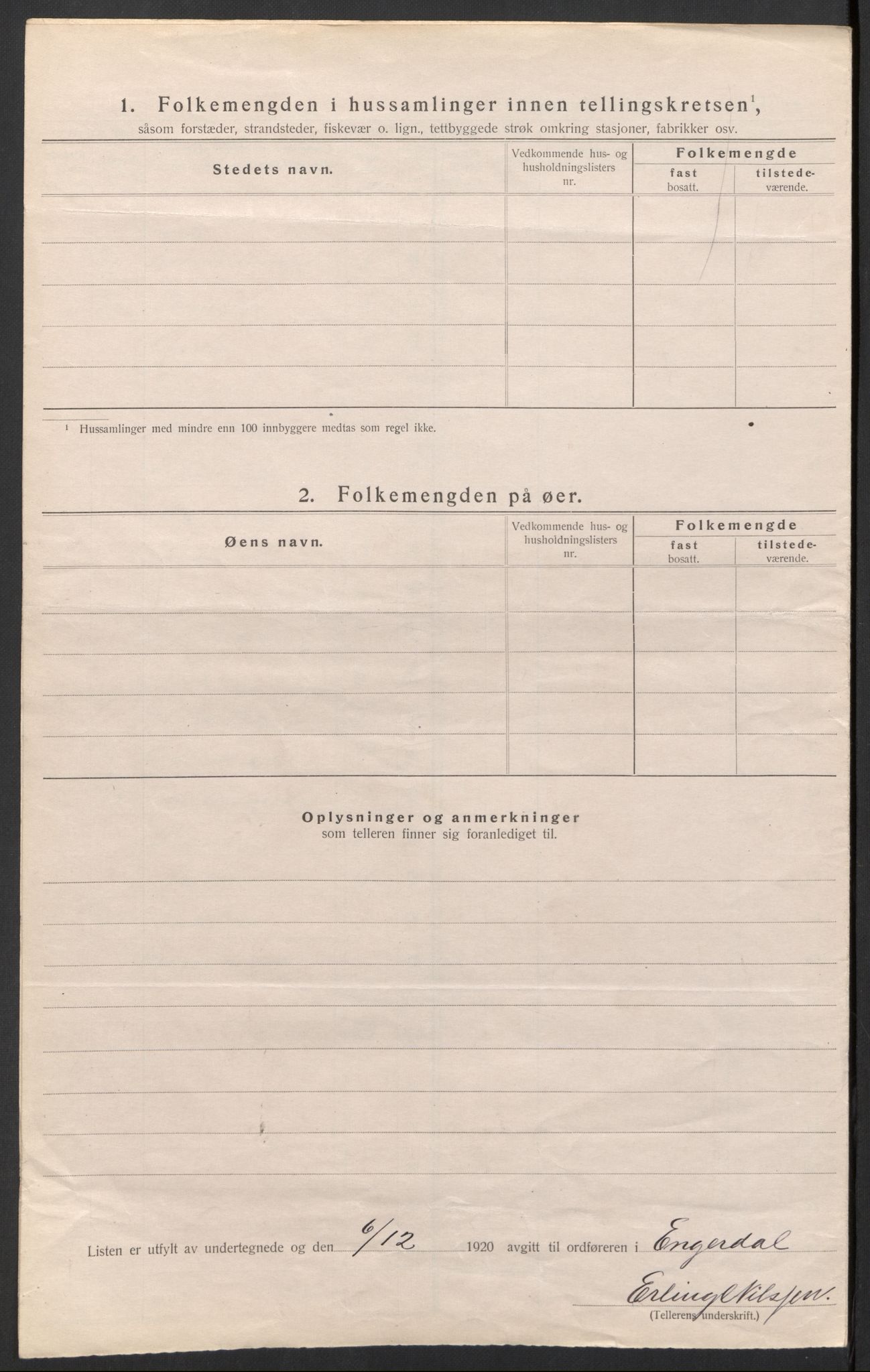 SAH, 1920 census for Engerdal, 1920, p. 23