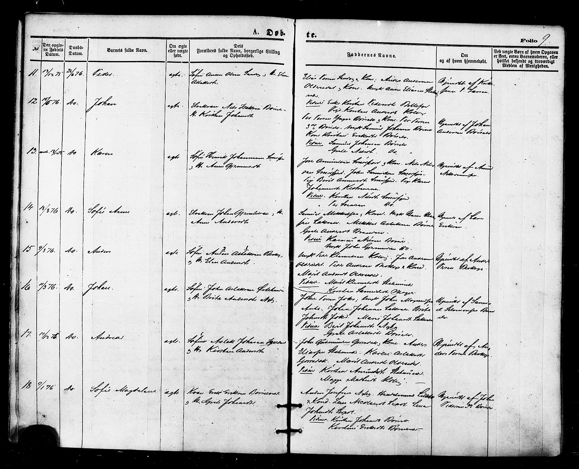 Kistrand/Porsanger sokneprestembete, AV/SATØ-S-1351/H/Ha/L0006.kirke: Parish register (official) no. 6, 1875-1880, p. 9