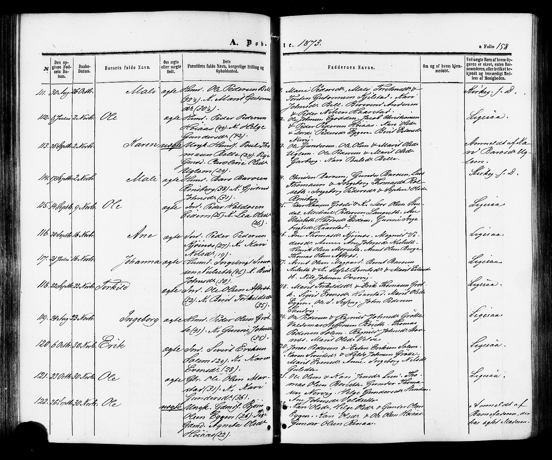 Ministerialprotokoller, klokkerbøker og fødselsregistre - Sør-Trøndelag, SAT/A-1456/695/L1147: Parish register (official) no. 695A07, 1860-1877, p. 158
