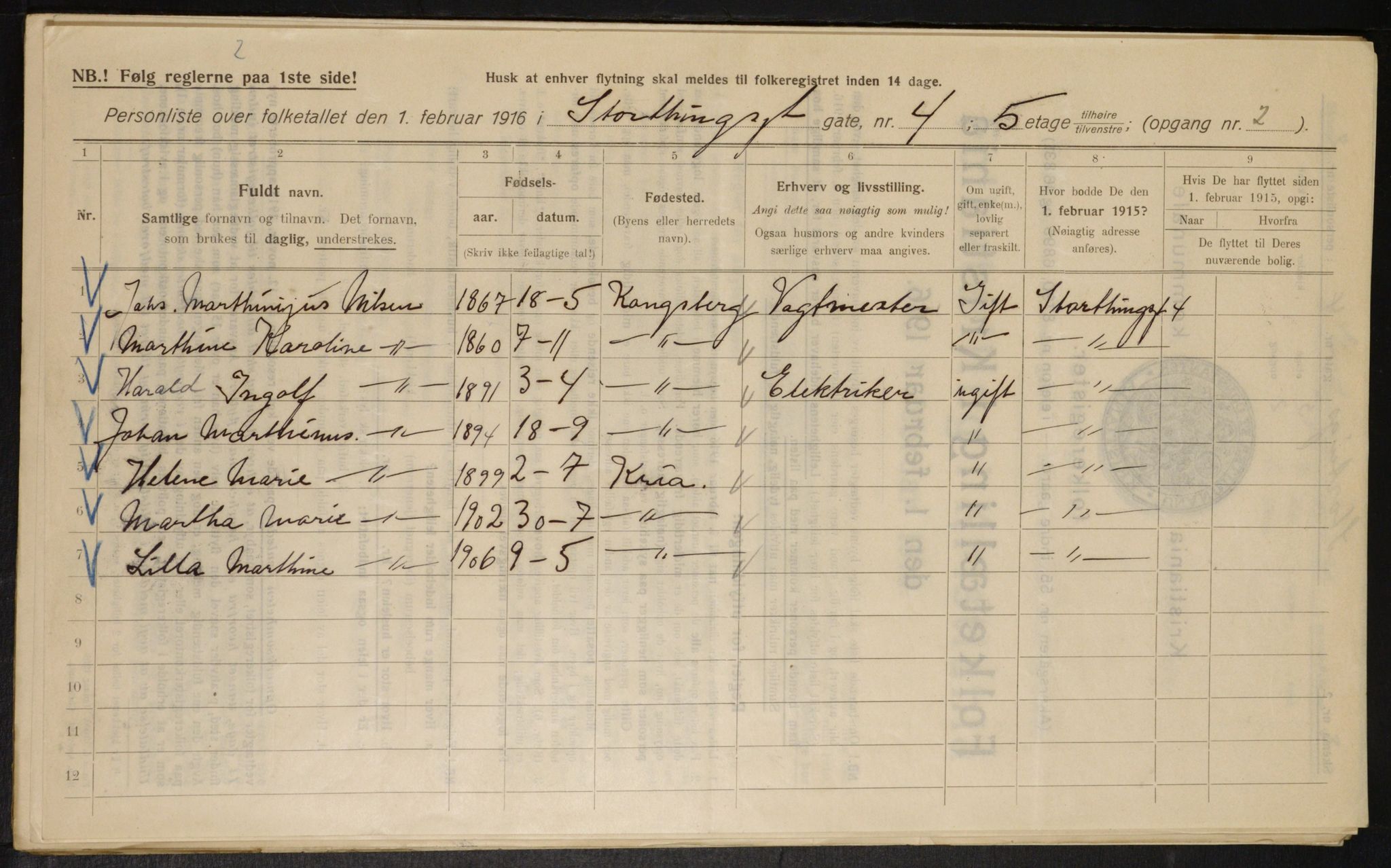 OBA, Municipal Census 1916 for Kristiania, 1916, p. 106285