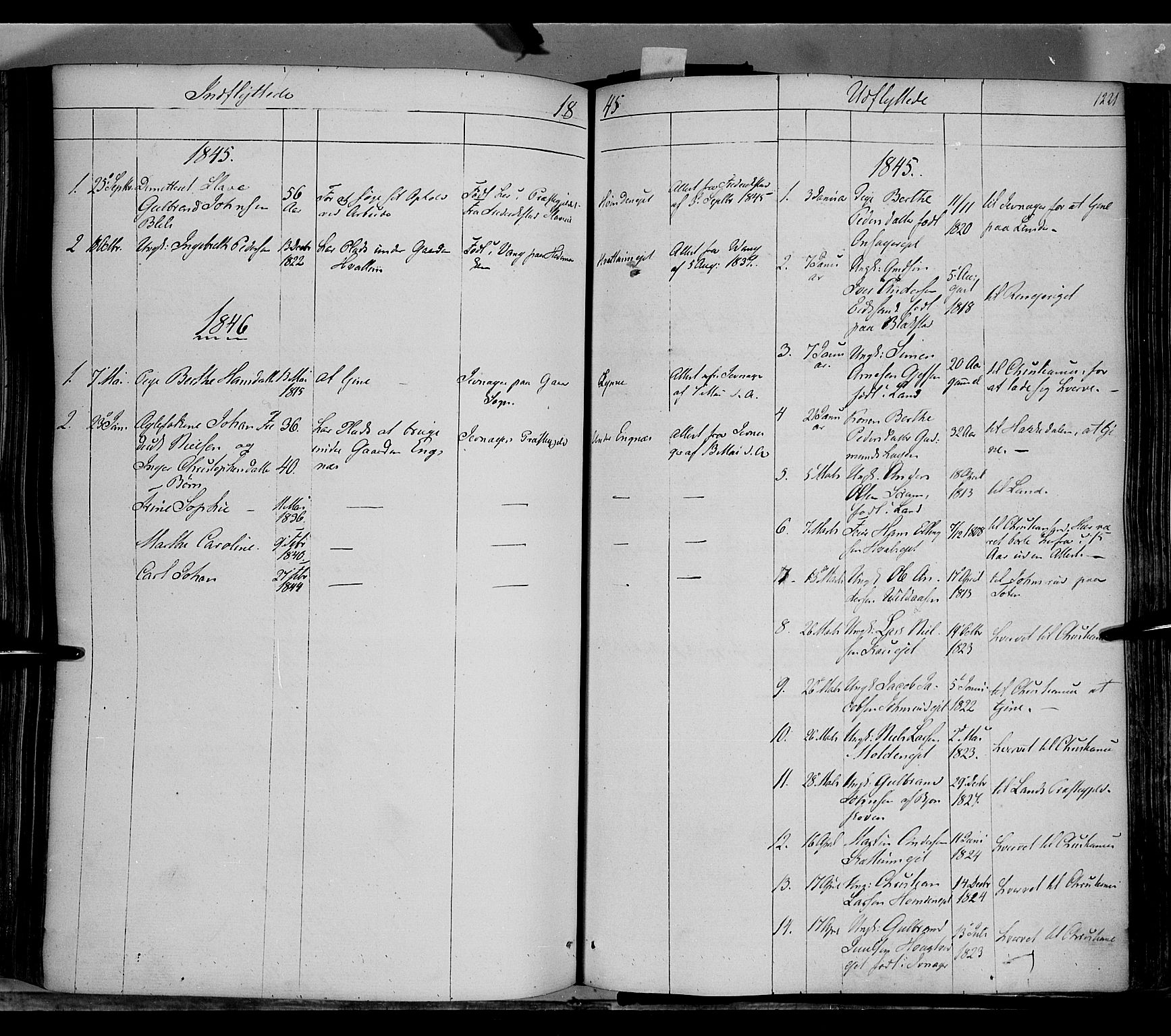 Gran prestekontor, SAH/PREST-112/H/Ha/Haa/L0011: Parish register (official) no. 11, 1842-1856, p. 1220-1221