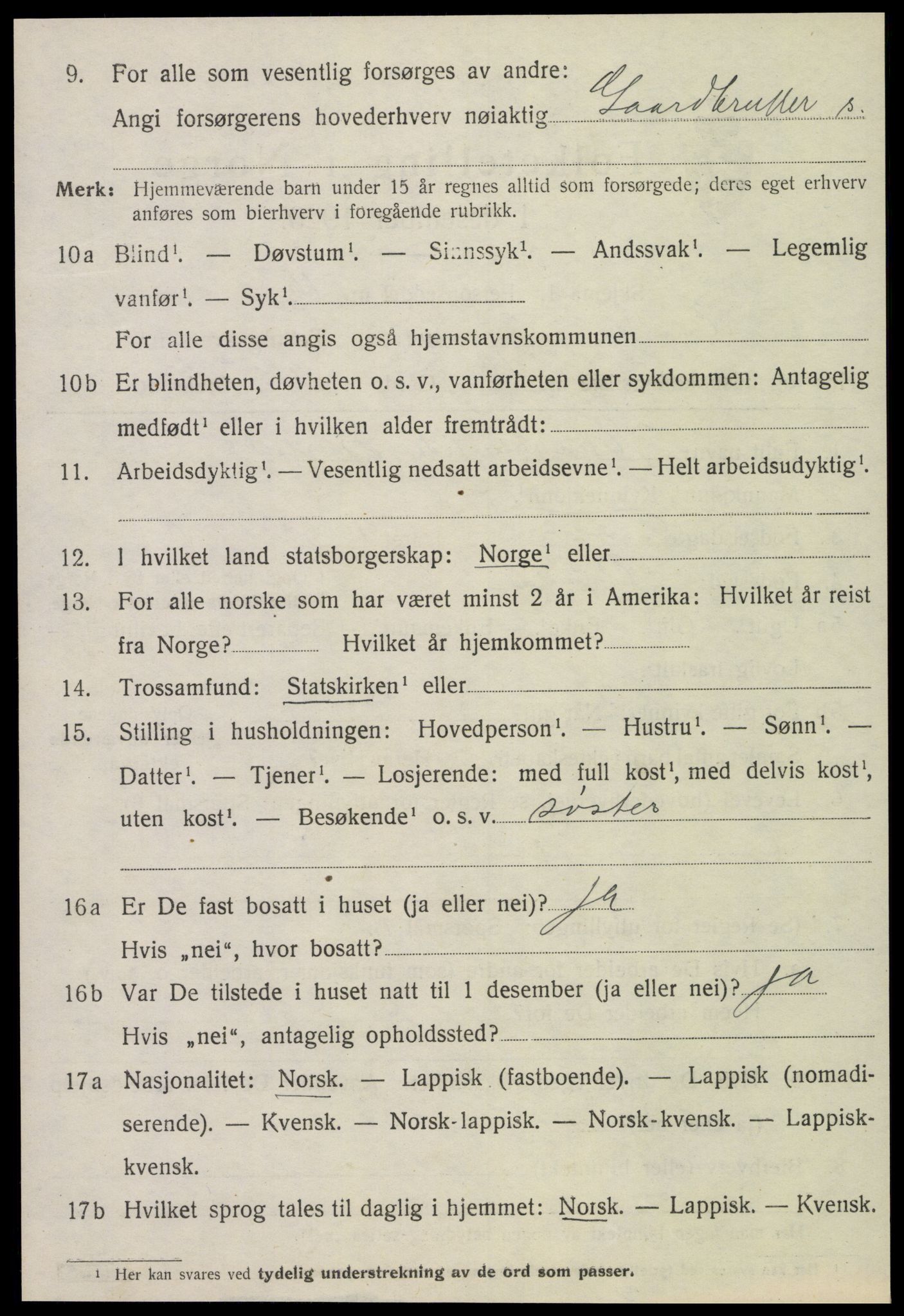 SAT, 1920 census for Ogndal, 1920, p. 1364