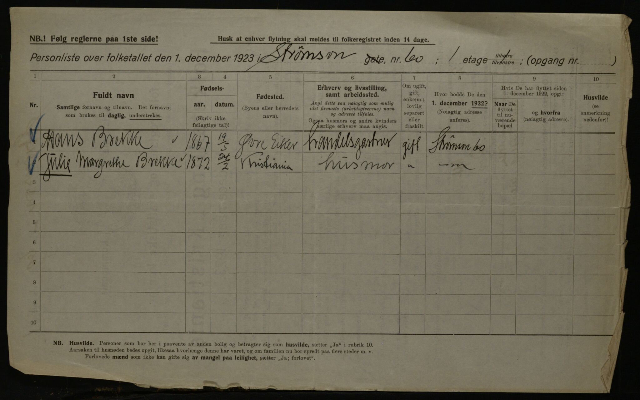 OBA, Municipal Census 1923 for Kristiania, 1923, p. 115595