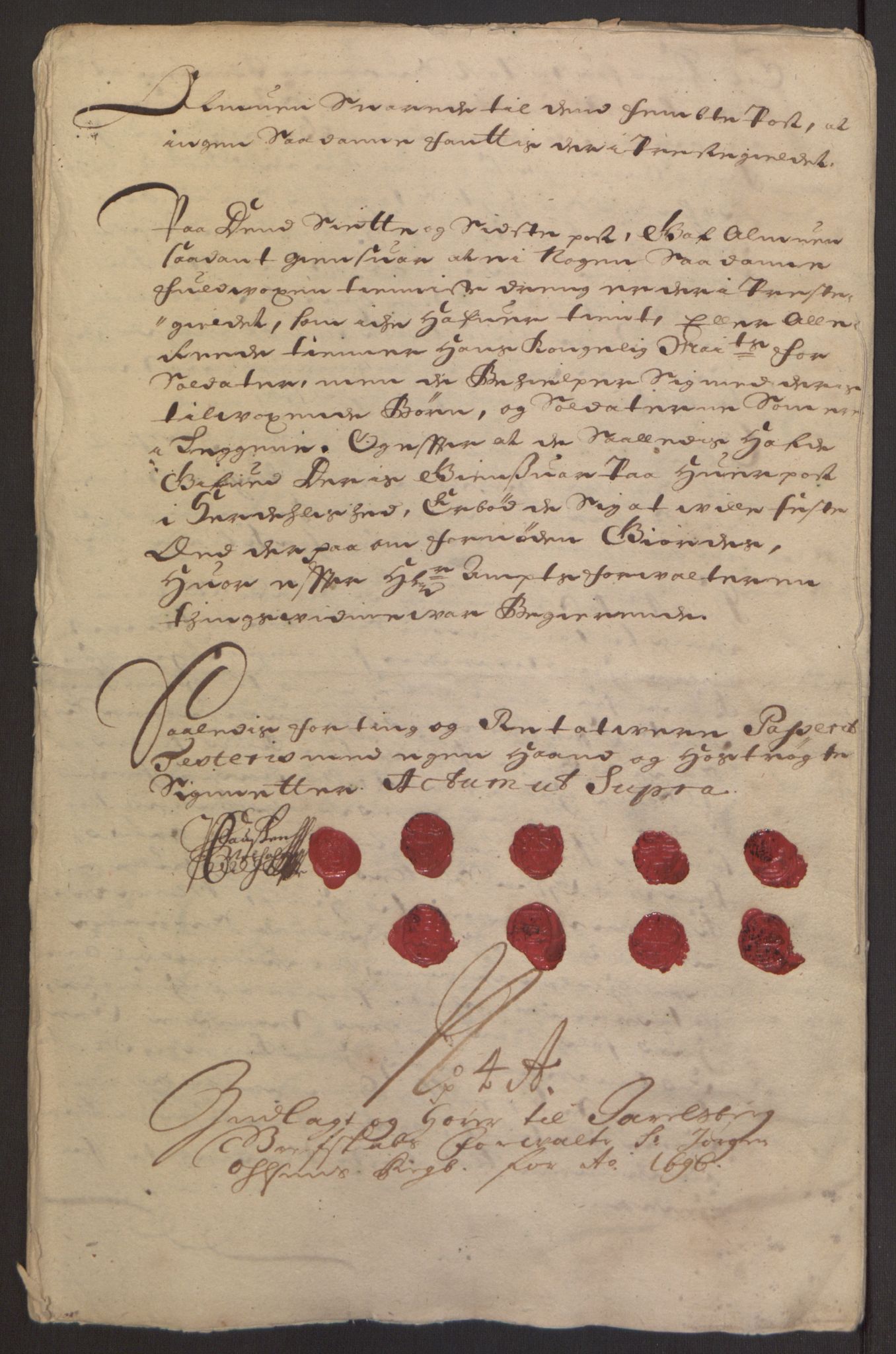 Rentekammeret inntil 1814, Reviderte regnskaper, Fogderegnskap, AV/RA-EA-4092/R32/L1867: Fogderegnskap Jarlsberg grevskap, 1694-1696, p. 388