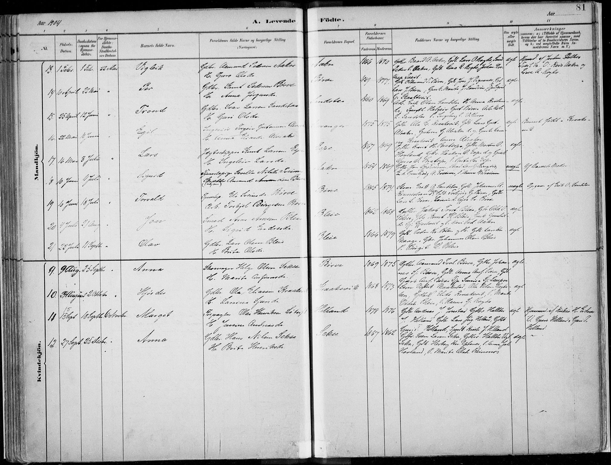 Ullensvang sokneprestembete, SAB/A-78701/H/Haa: Parish register (official) no. B  1, 1882-1918, p. 81