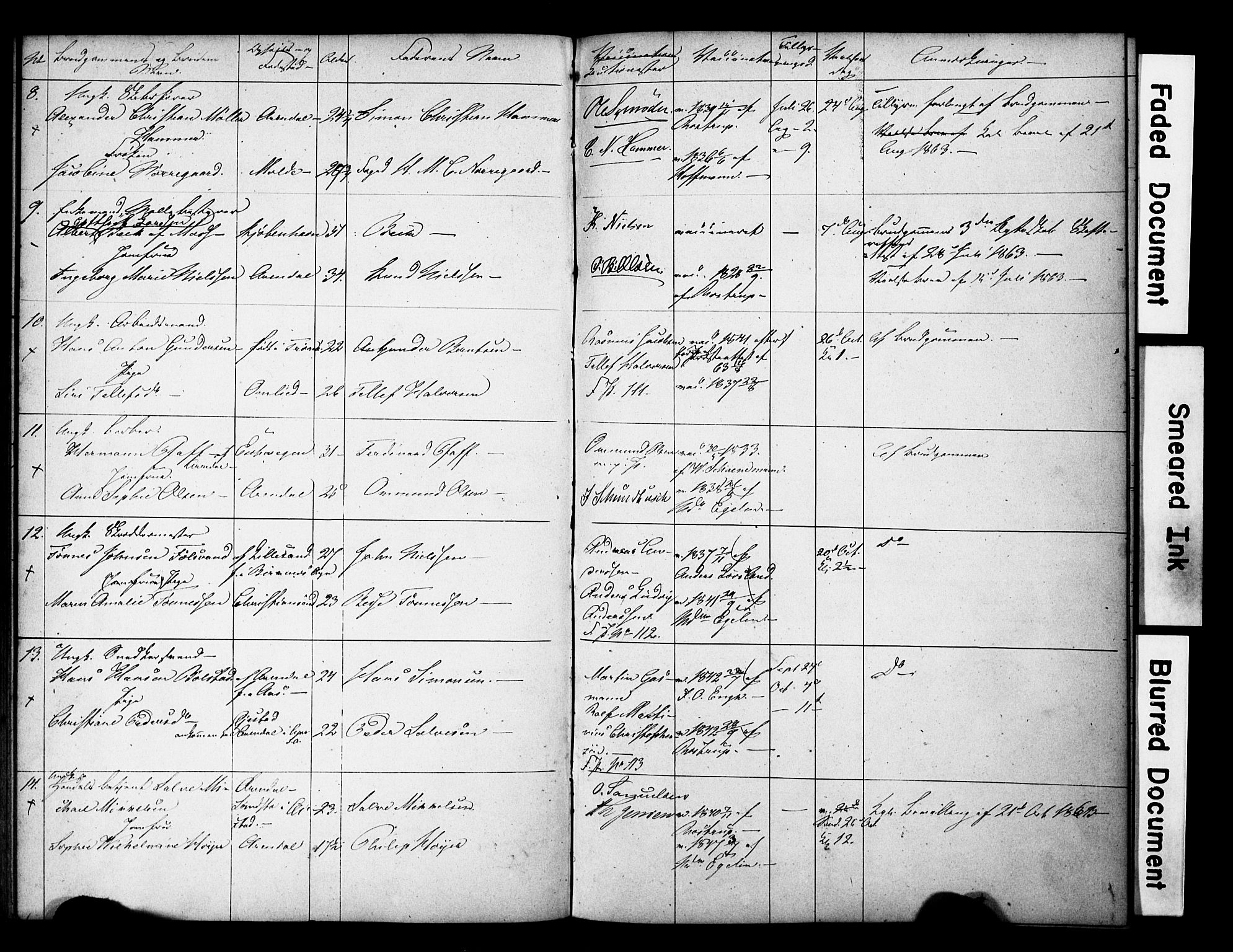 Arendal sokneprestkontor, Trefoldighet, AV/SAK-1111-0040/F/Fe/L0002: Banns register no. A VI 2, 1847-1871