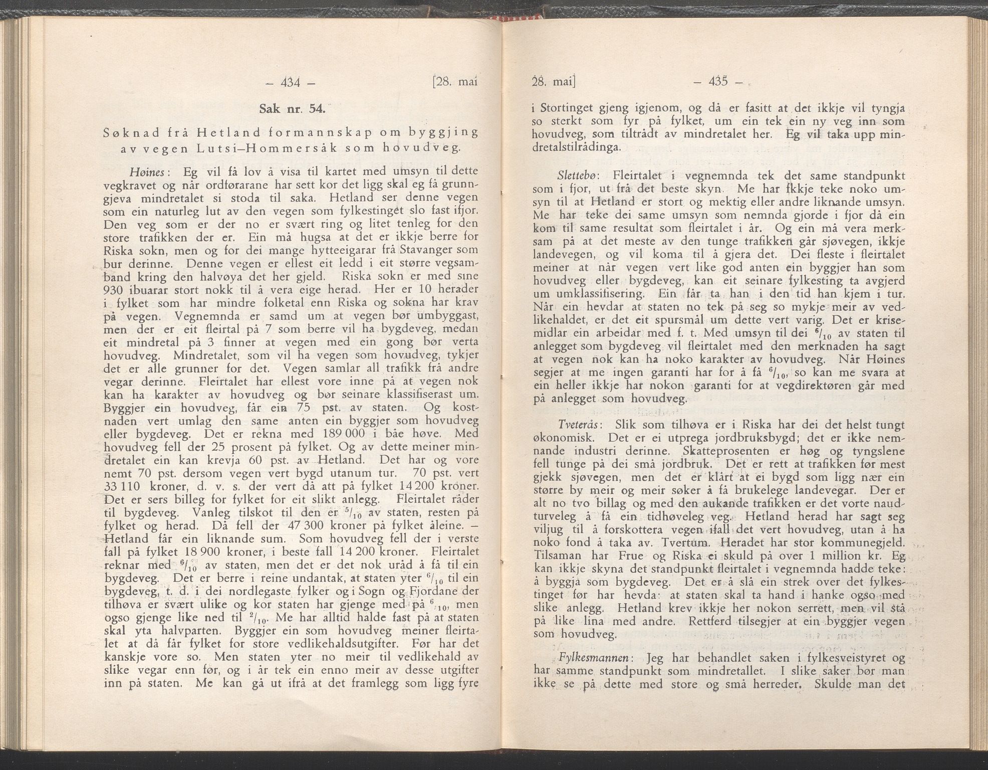 Rogaland fylkeskommune - Fylkesrådmannen , IKAR/A-900/A/Aa/Aaa/L0054: Møtebok , 1935, p. 434-435