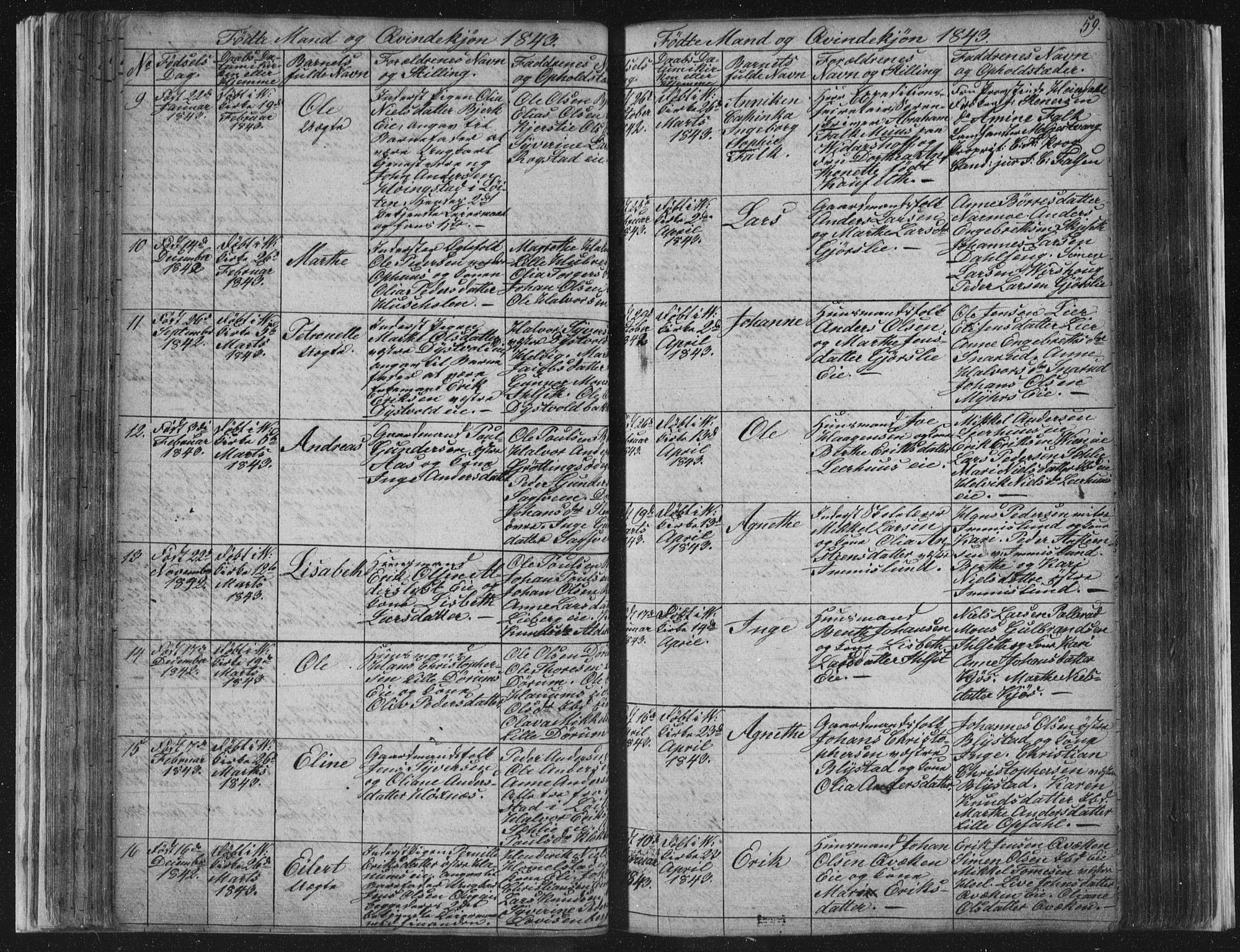 Vang prestekontor, Hedmark, SAH/PREST-008/H/Ha/Hab/L0008: Parish register (copy) no. 8, 1832-1854, p. 59