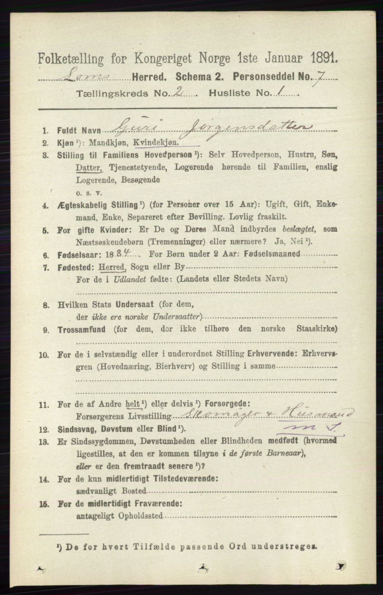 RA, 1891 census for 0514 Lom, 1891, p. 791