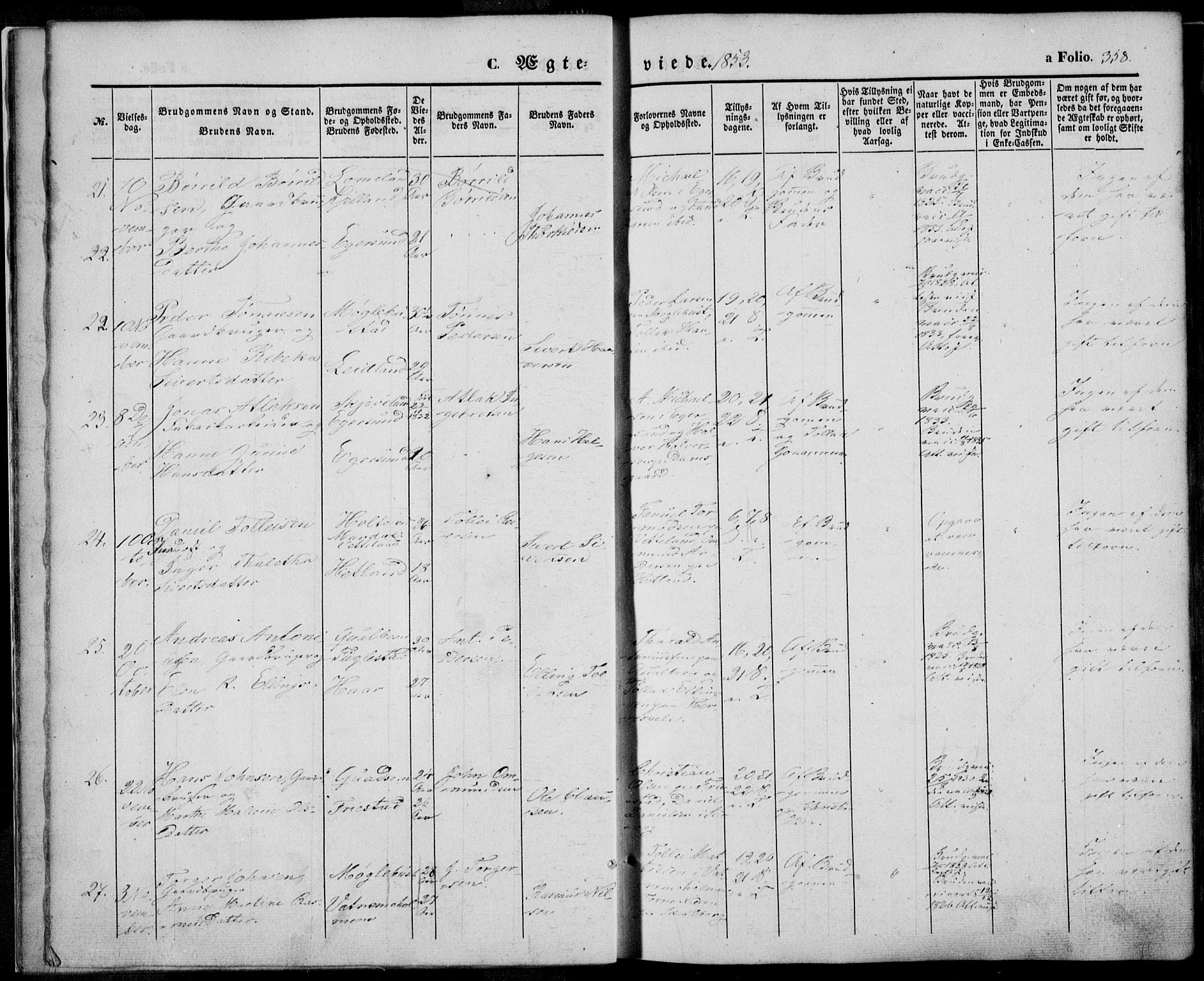 Eigersund sokneprestkontor, SAST/A-101807/S08/L0013: Parish register (official) no. A 12.2, 1850-1865, p. 358