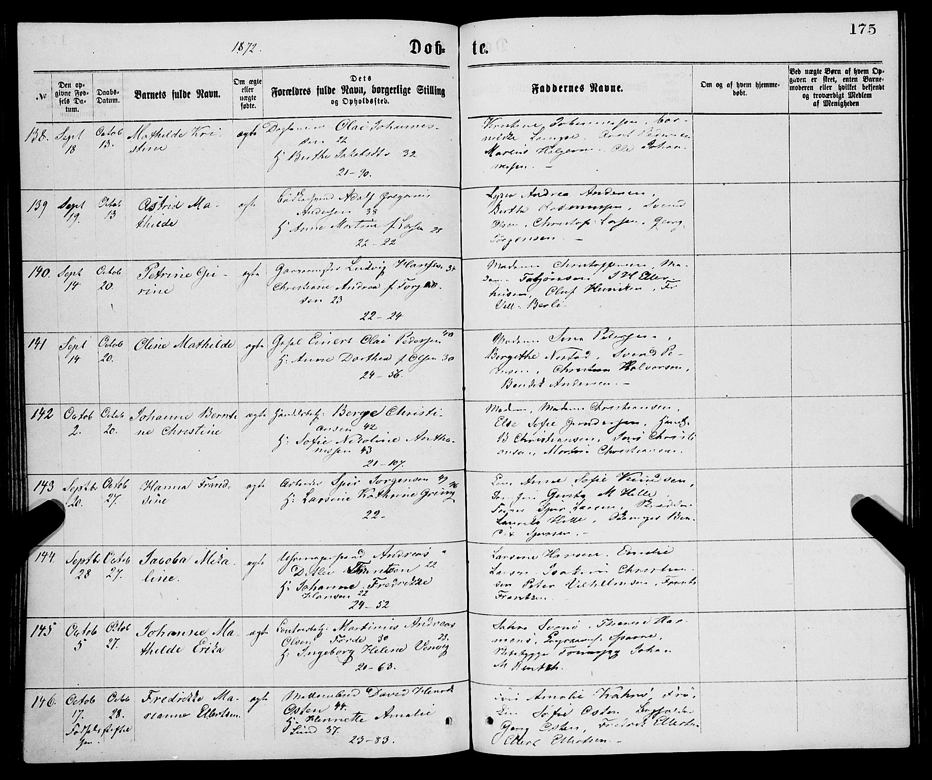 Korskirken sokneprestembete, AV/SAB-A-76101/H/Haa/L0020: Parish register (official) no. B 6, 1871-1878, p. 175