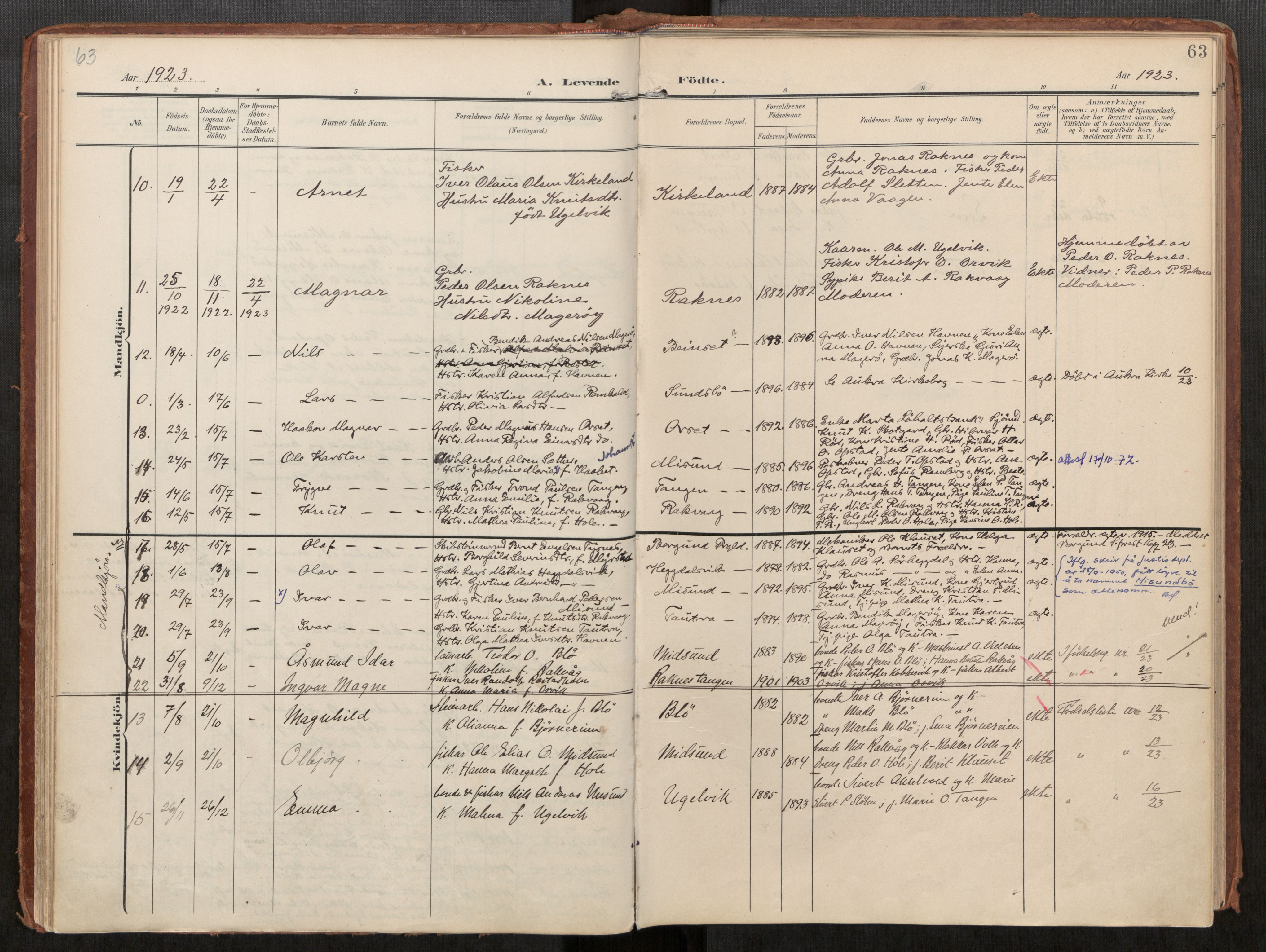 Ministerialprotokoller, klokkerbøker og fødselsregistre - Møre og Romsdal, AV/SAT-A-1454/563/L0740: Parish register (official) no. 563A02, 1903-1923, p. 63