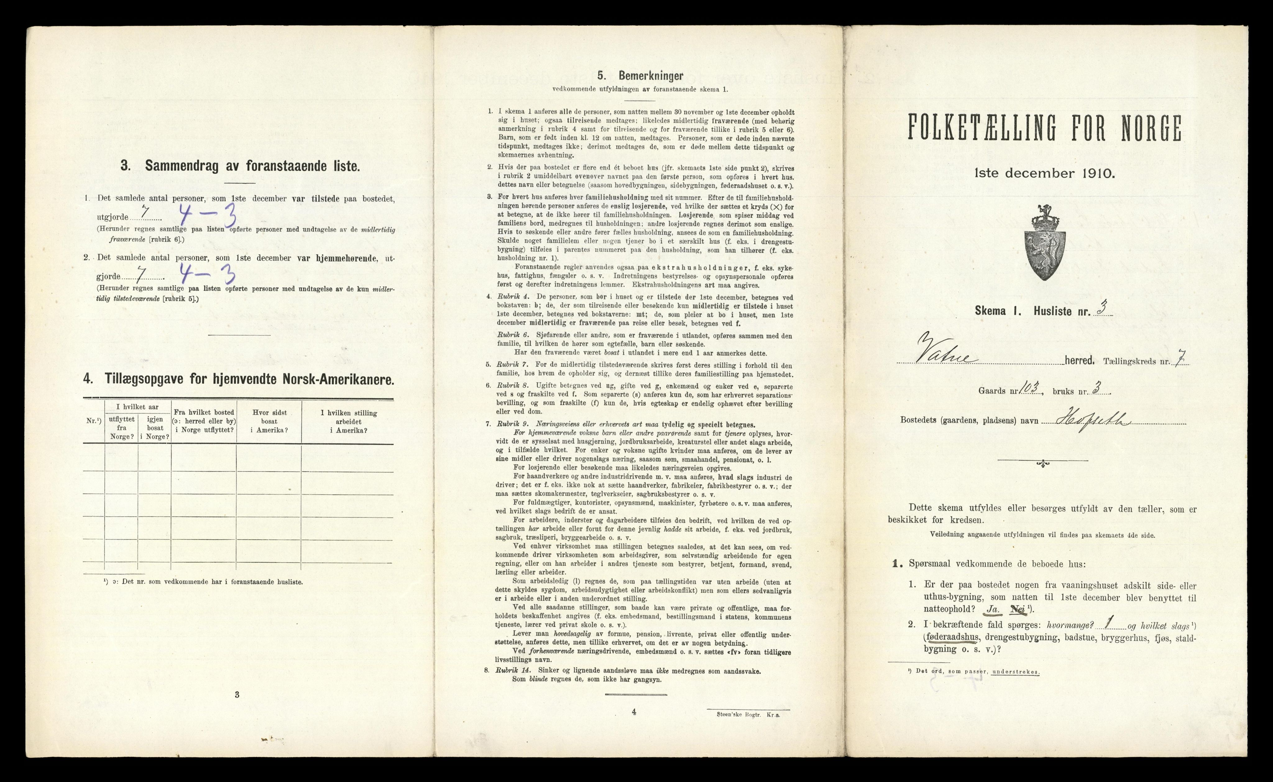 RA, 1910 census for Vatne, 1910, p. 421