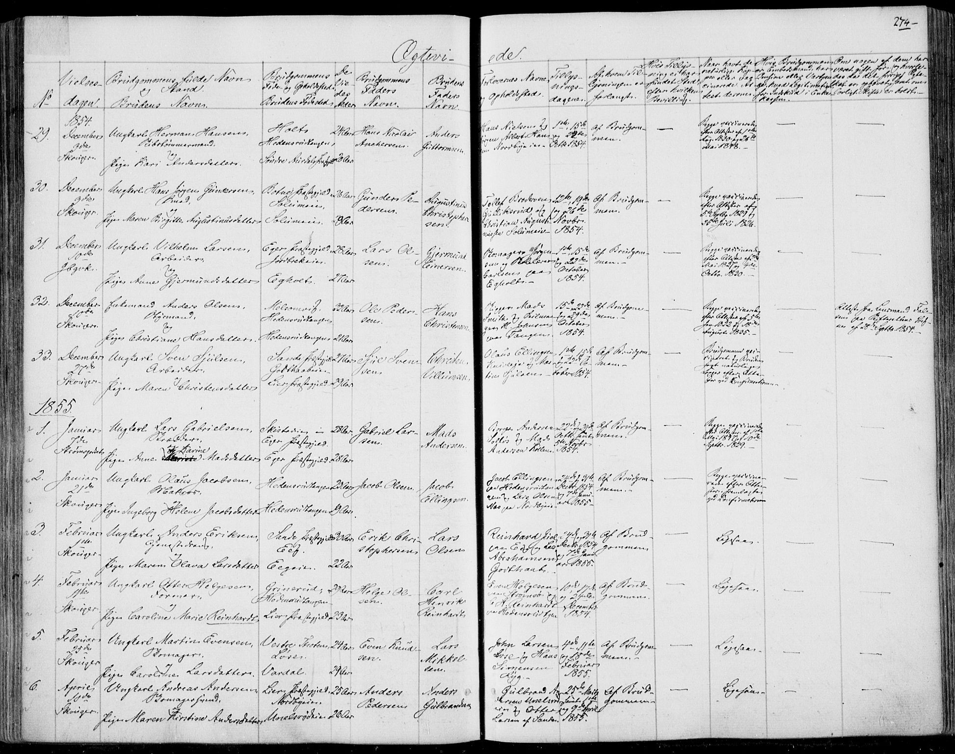 Skoger kirkebøker, SAKO/A-59/F/Fa/L0003: Parish register (official) no. I 3, 1842-1861, p. 274