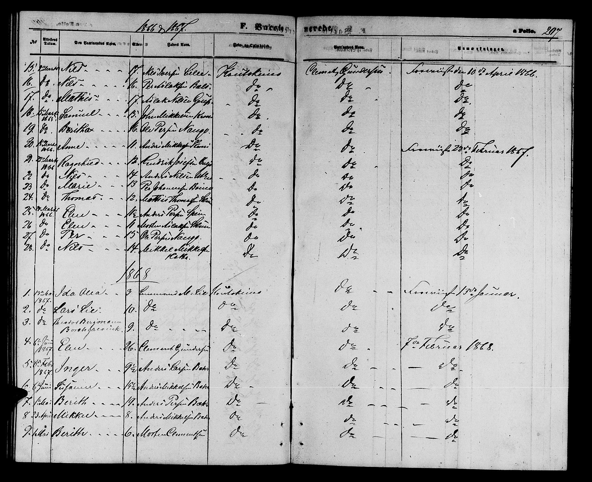 Kautokeino sokneprestembete, SATØ/S-1340/H/Hb/L0001.klokk: Parish register (copy) no. 1, 1862-1878, p. 207