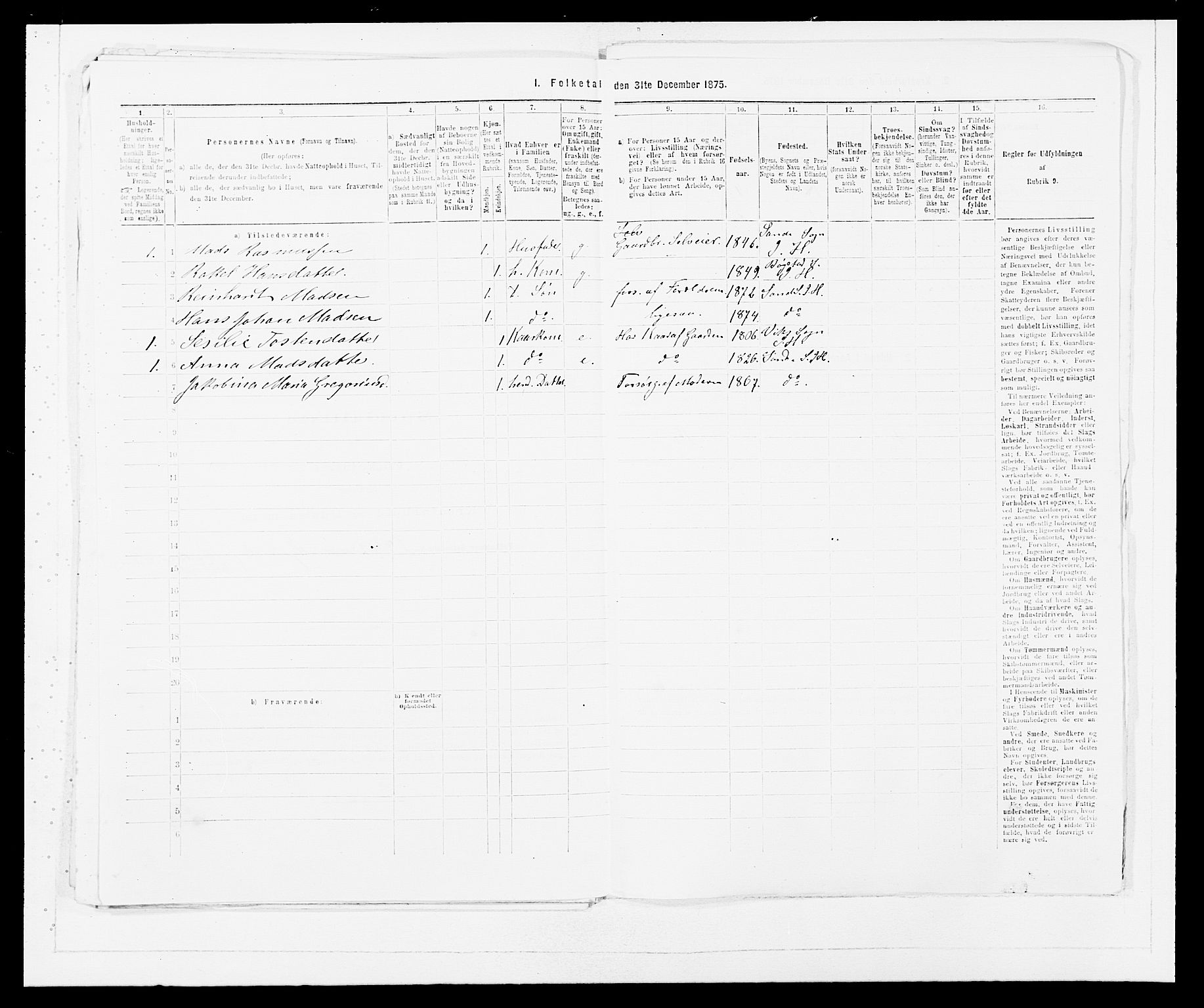 SAB, 1875 census for 1430P Indre Holmedal, 1875, p. 309